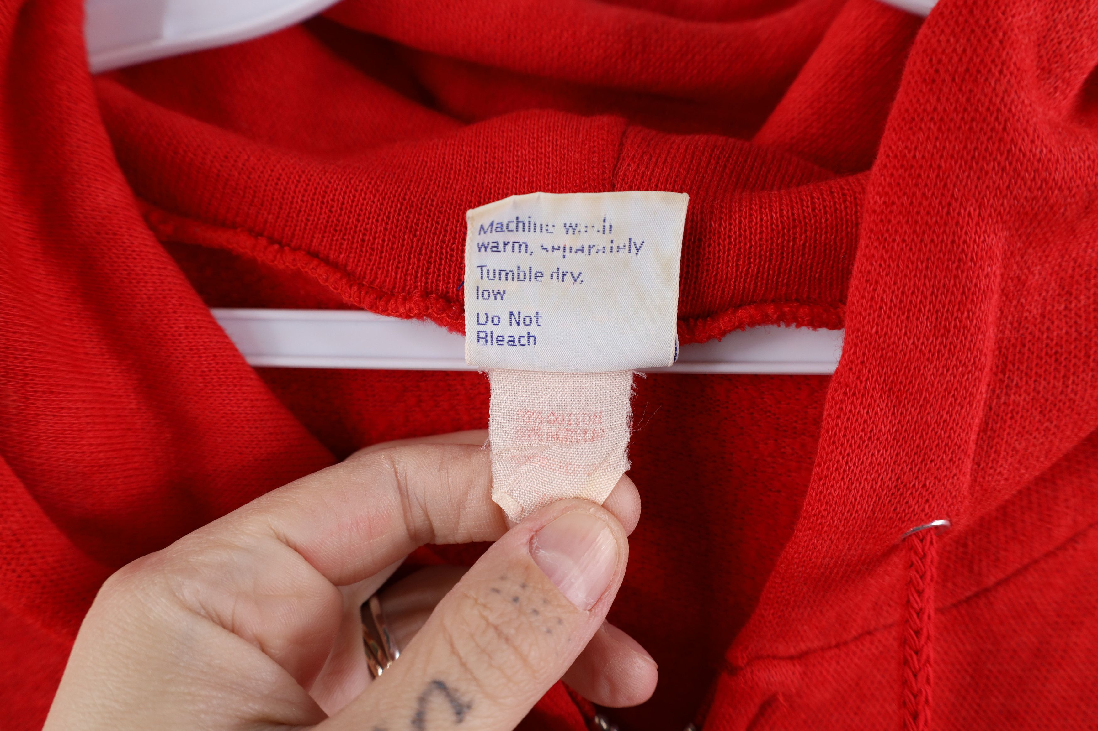 Vintage Vintage 70s Streetwear Blank Thin Full Zip Hoodie Red USA Size US XL / EU 56 / 4 - 10 Thumbnail