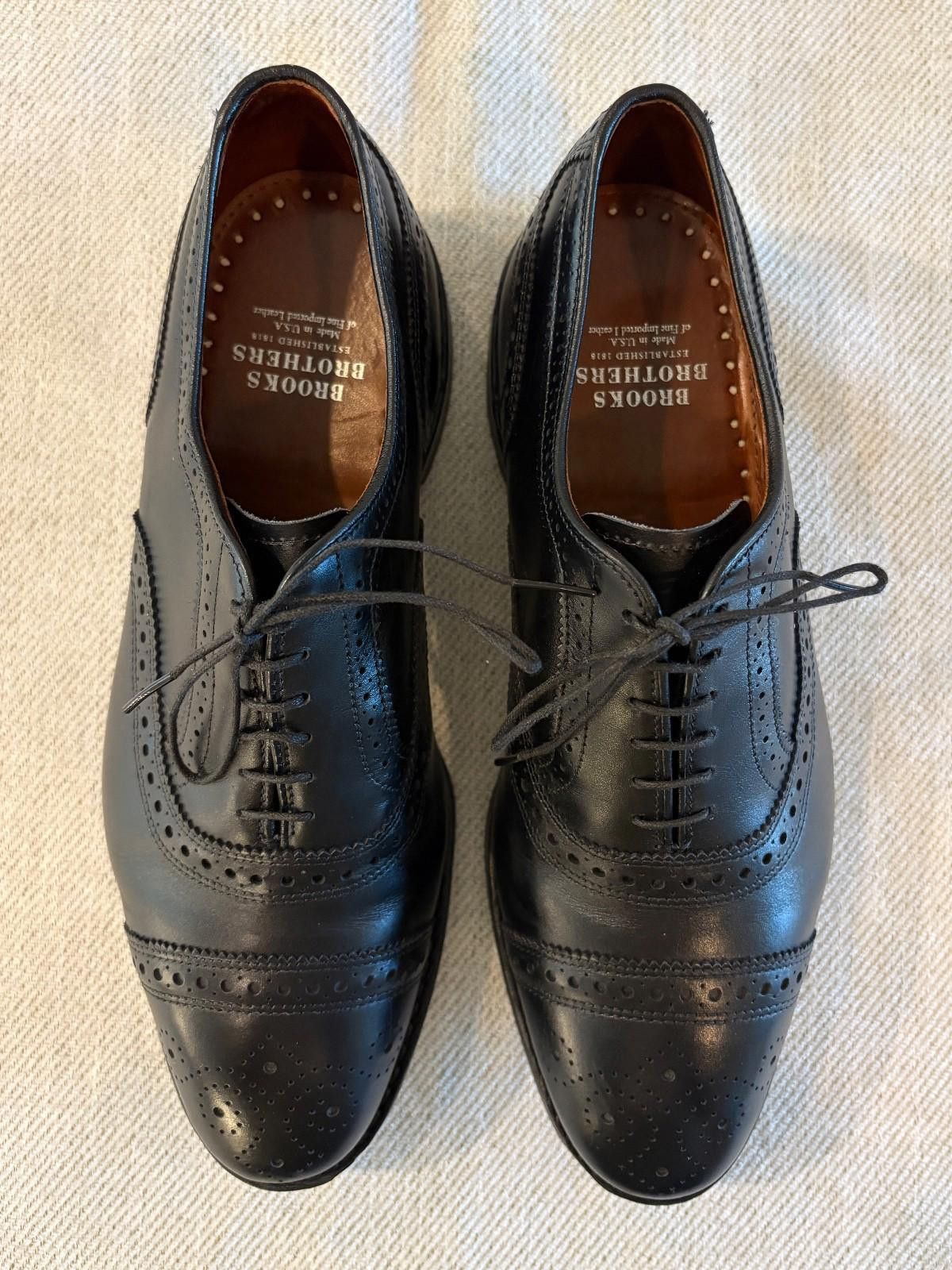Brooks Brothers BROOKS BROTHERS BLACK LEATHER CAP TOE WING TIP BROGUES 7.5 Size US 7.5 / EU 40-41 - 1 Thumbnail