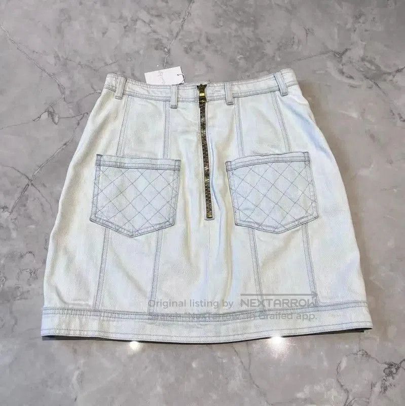 Balmain Balmain Summer Light Blue Cotton Mini Skirt . Size 24" / US 00 / IT 34 - 2 Thumbnail
