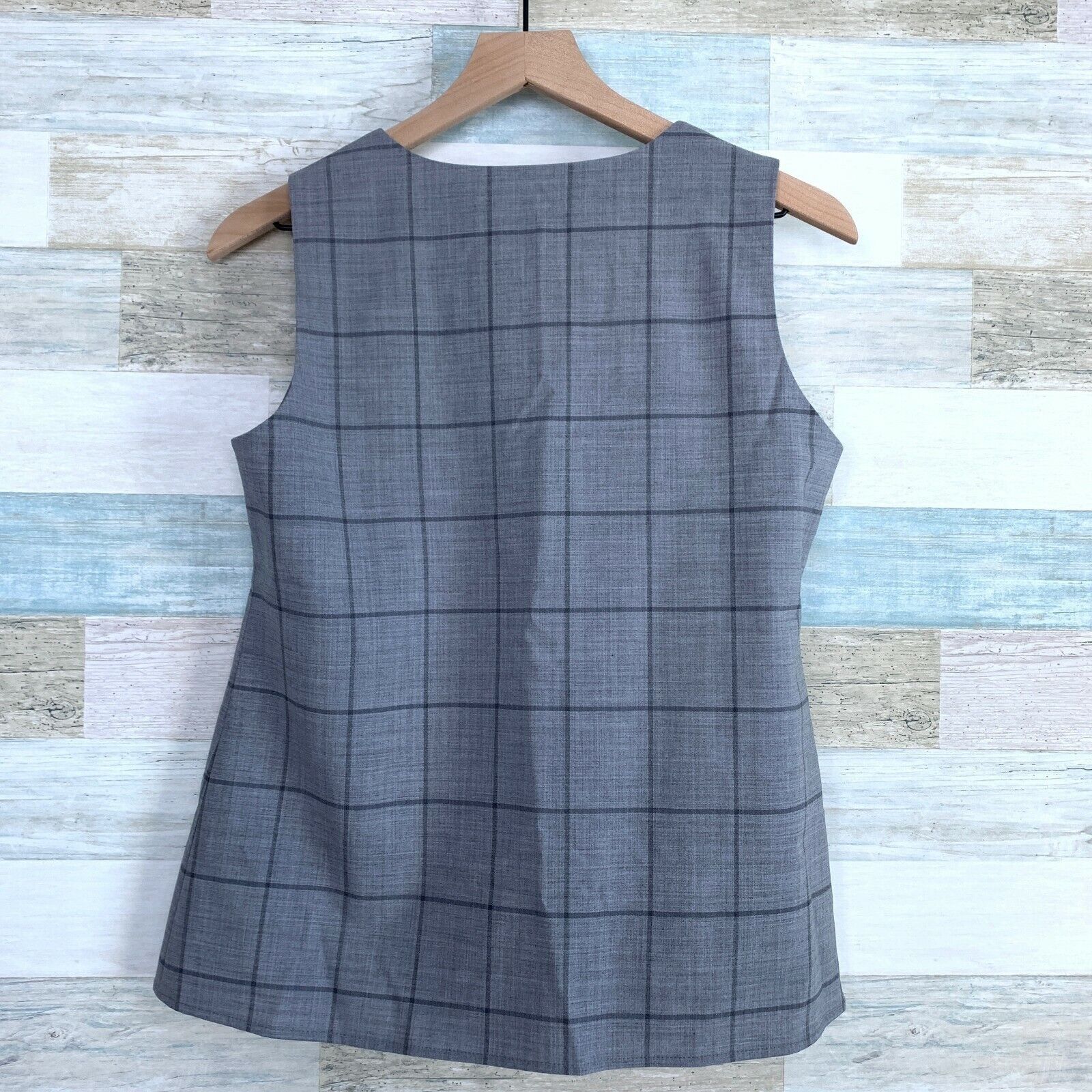Banana Republic Banana Republic Wool Cascade Ruffle Top Gray Windowpane SP Size S / US 4 / IT 40 - 4 Thumbnail