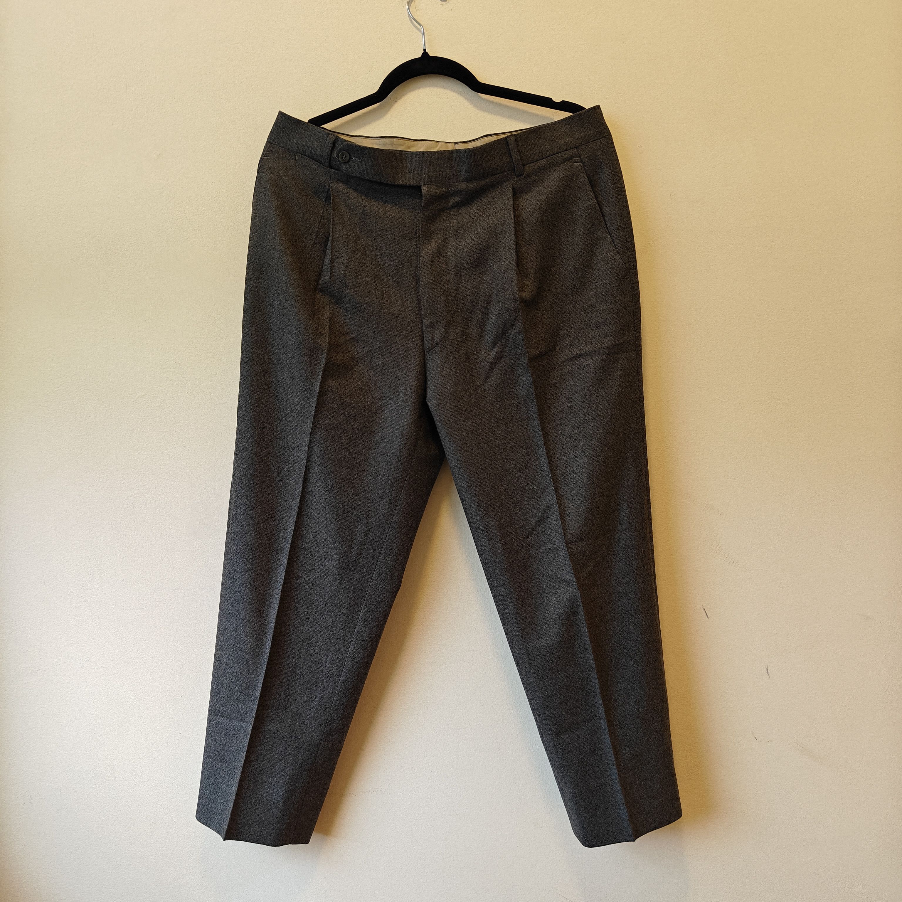 Stoffa Stoffa Dark Wool Pleated Trousers Fits W33 Size US 33 - 1 Thumbnail