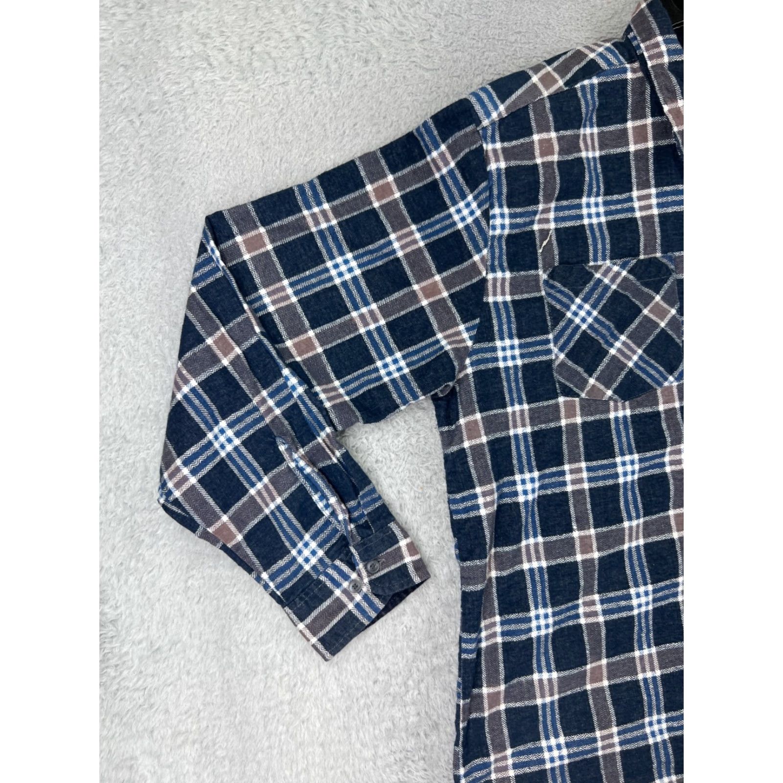 Haband VINTAGE Haband Button-Up Shirt Mens Flannel 100% Cotton Plaid Green Beige XL Blue Chest 44in Camping Outdoor Casual Workwear Buttons Pockets 3X? Size US XL / EU 56 / 4 - 6 Thumbnail