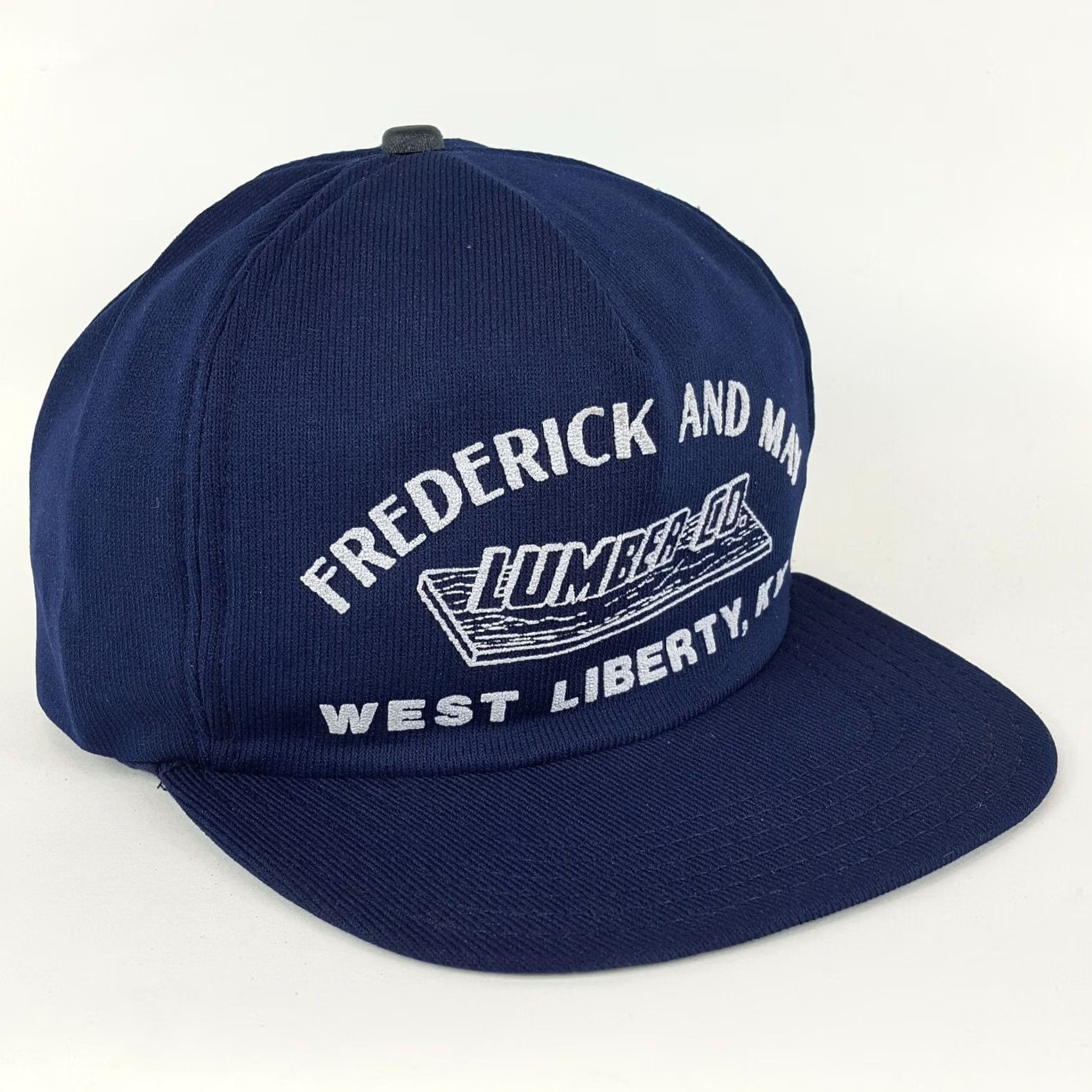 Vintage Vintage Lumber USA Trucker Hat Snapback Puff Print Cap Blue Navy Men Adjustable Cap Size ONE SIZE - 3 Thumbnail