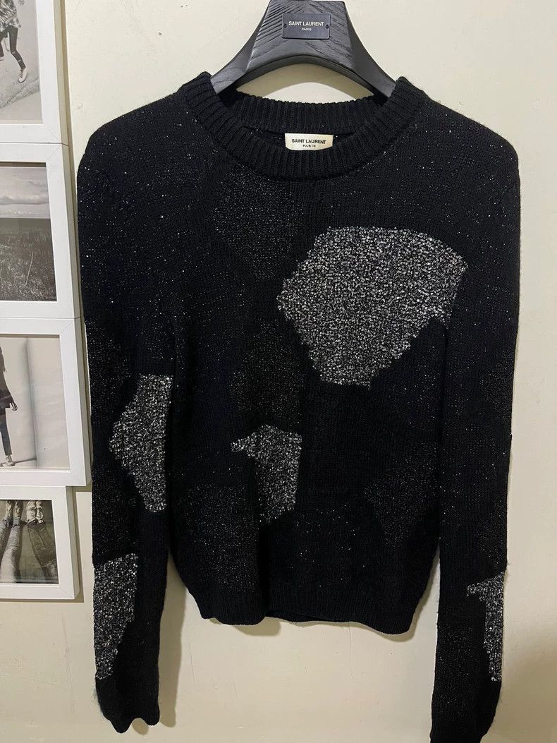 Saint Laurent Paris Black Wool Starry Knit Sweater-2505 Size US S / EU 44-46 / 1 - 1 Thumbnail