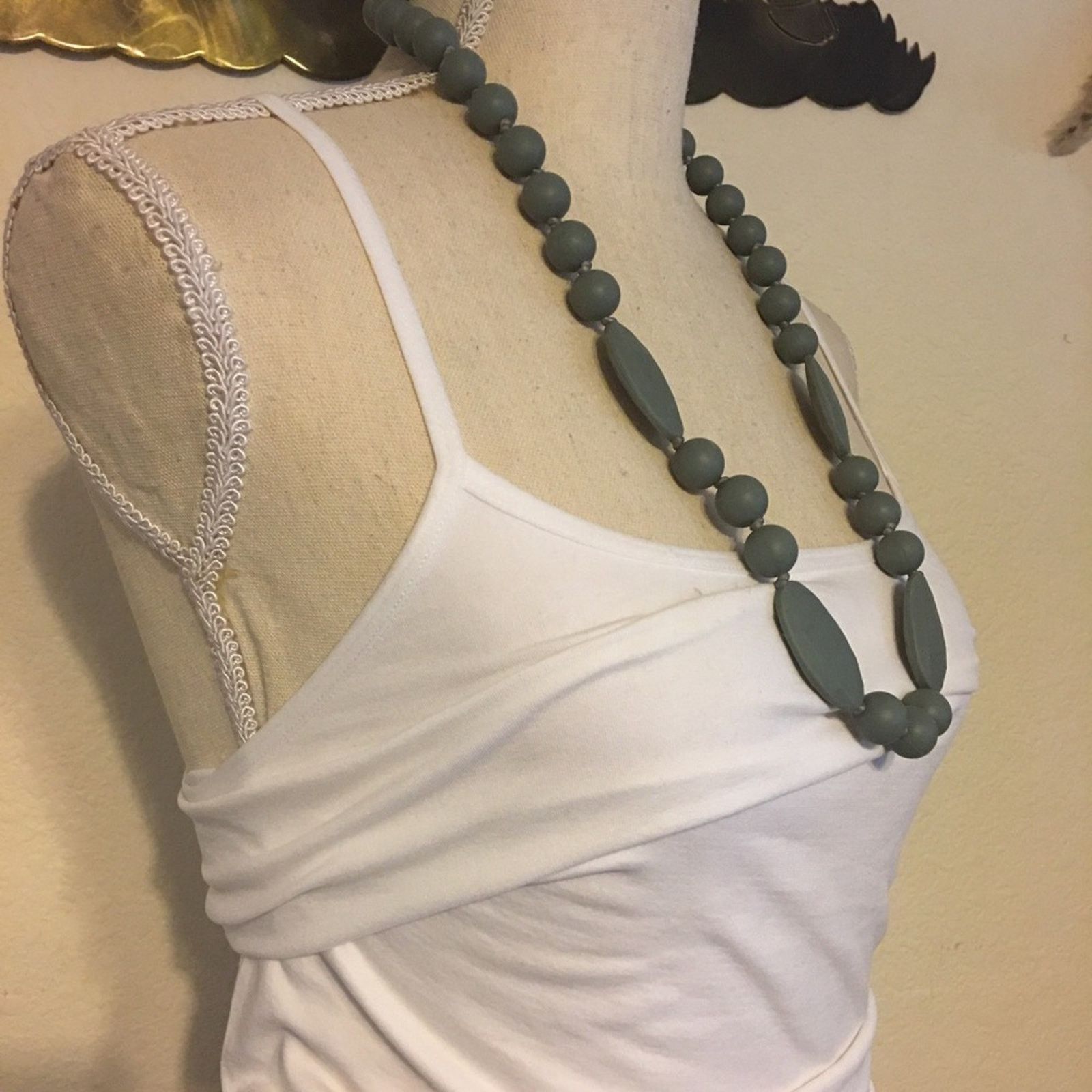 Jewelry Vintage large gray knotted rubber bead necklace Size ONE SIZE - 2 Thumbnail