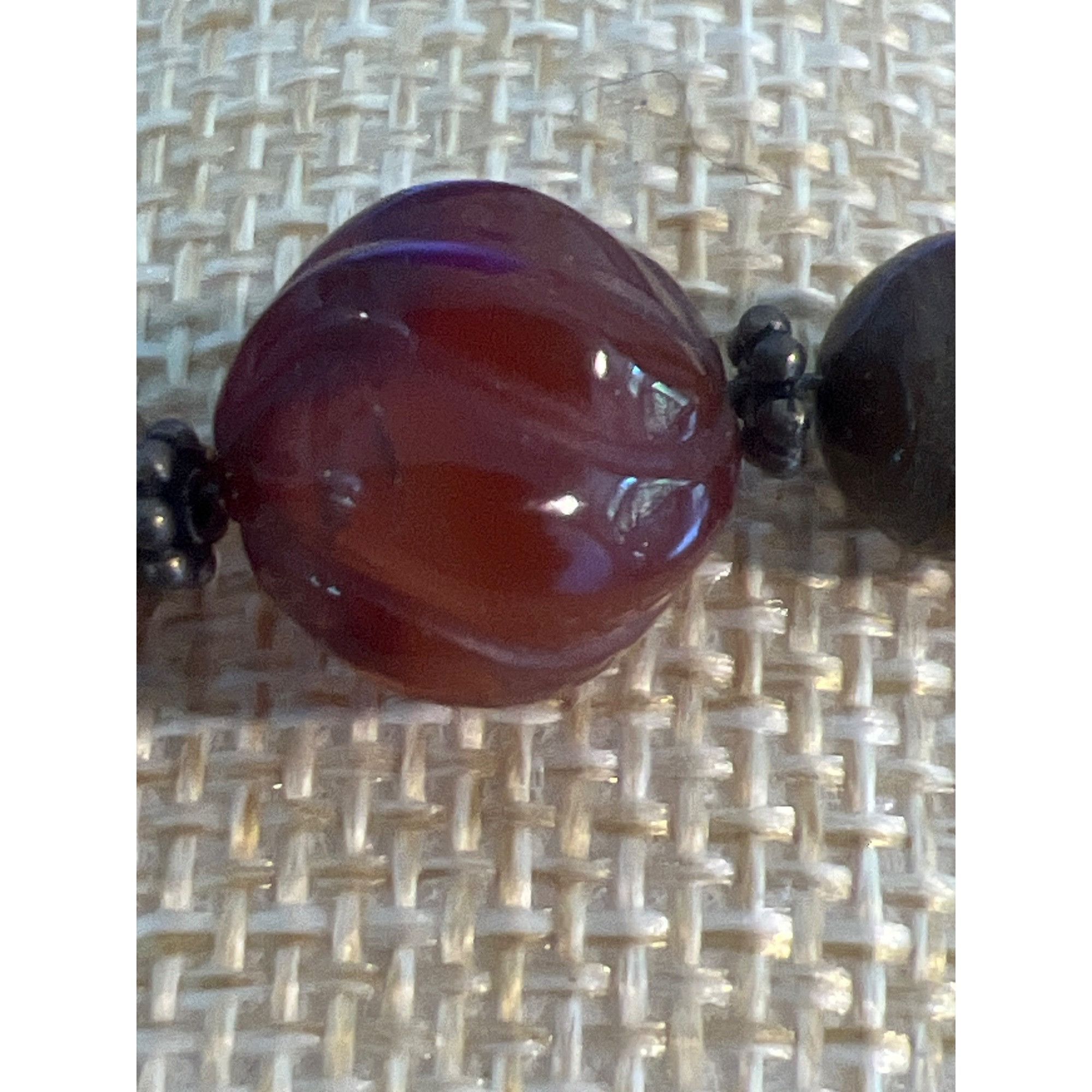 Other Vintage Sterling Silver Red Carnelian Bead Bracelet Center S Size ONE SIZE - 3 Thumbnail
