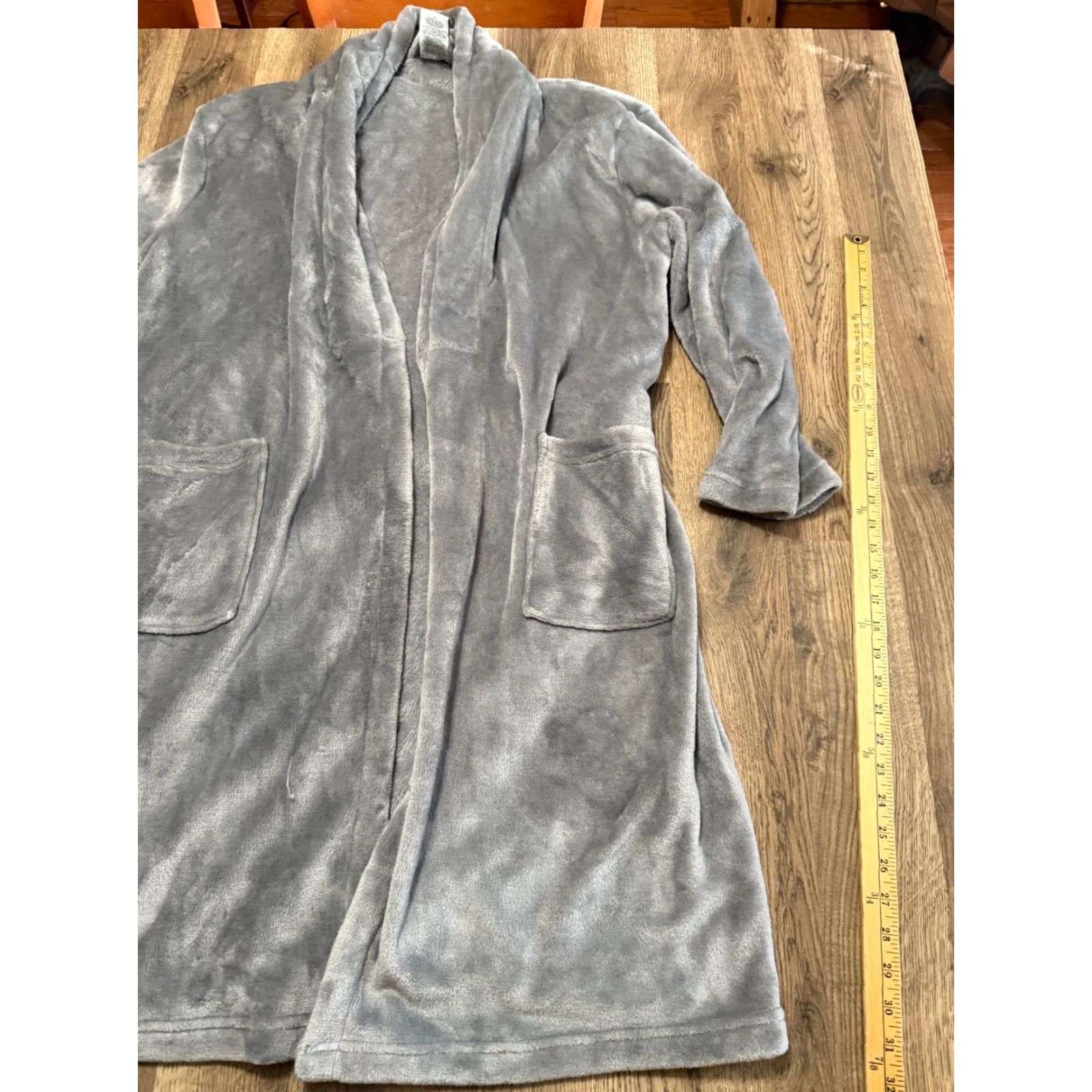 Vintage HEAD Robes, Women's One Size, Gray Tie Waist 40" Length Robe, Solid, Regular, Fall Spring Summer, Women Size ONE SIZE - 4 Thumbnail