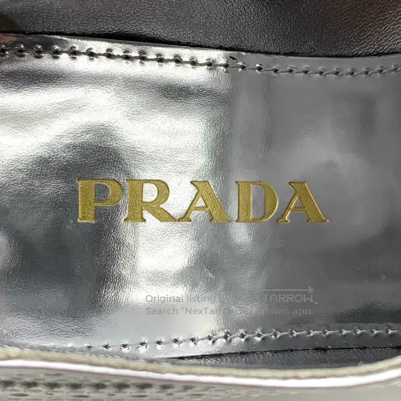 Prada Prada Silver Baroque carved lace-up casual flat muffin sho Size US 6.5 / IT 36.5 - 7 Thumbnail
