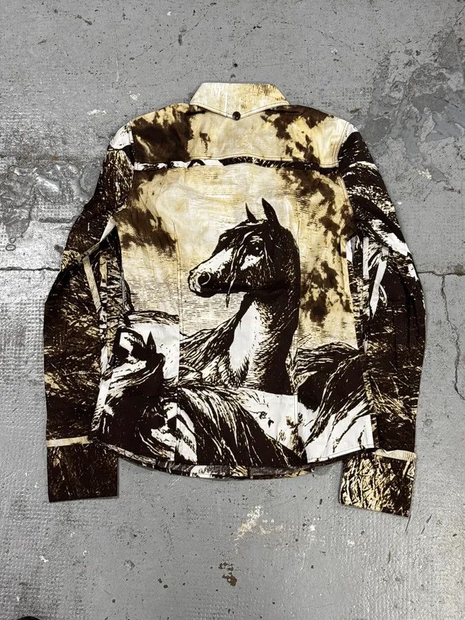 Just Cavalli 2000s Cavalli Brown & Beige Horse Ranch Shirt Size S / US 4 / IT 40 - 4 Thumbnail
