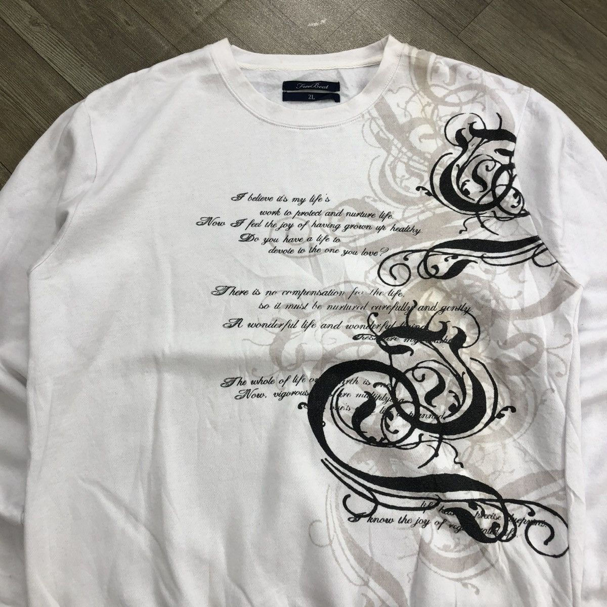 If Six Was Nine × Japanese Brand × Le Grande Bleu (L.G.B.) 2000s Free Beat Poem Tribal Goa Lgb Punk Style Sweatshirt Size US L / EU 52-54 / 3 - 2 Thumbnail