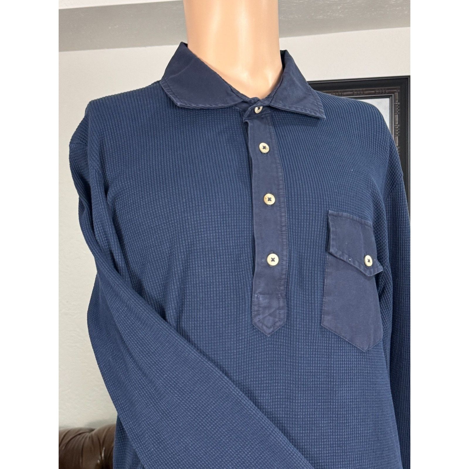 Eidos Napoli Eidos Napoli Waffle Knit Polo Shirt size 52/XL Blue Camicia Size US XL / EU 56 / 4 - 4 Thumbnail