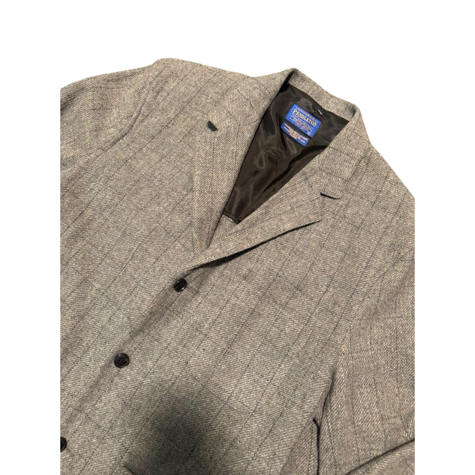 Pendleton VINTAGE Pendleton Heritage Limited Edition Men’s Chore Blazer Gray Plaid Wool XL Size 46R - 5 Thumbnail