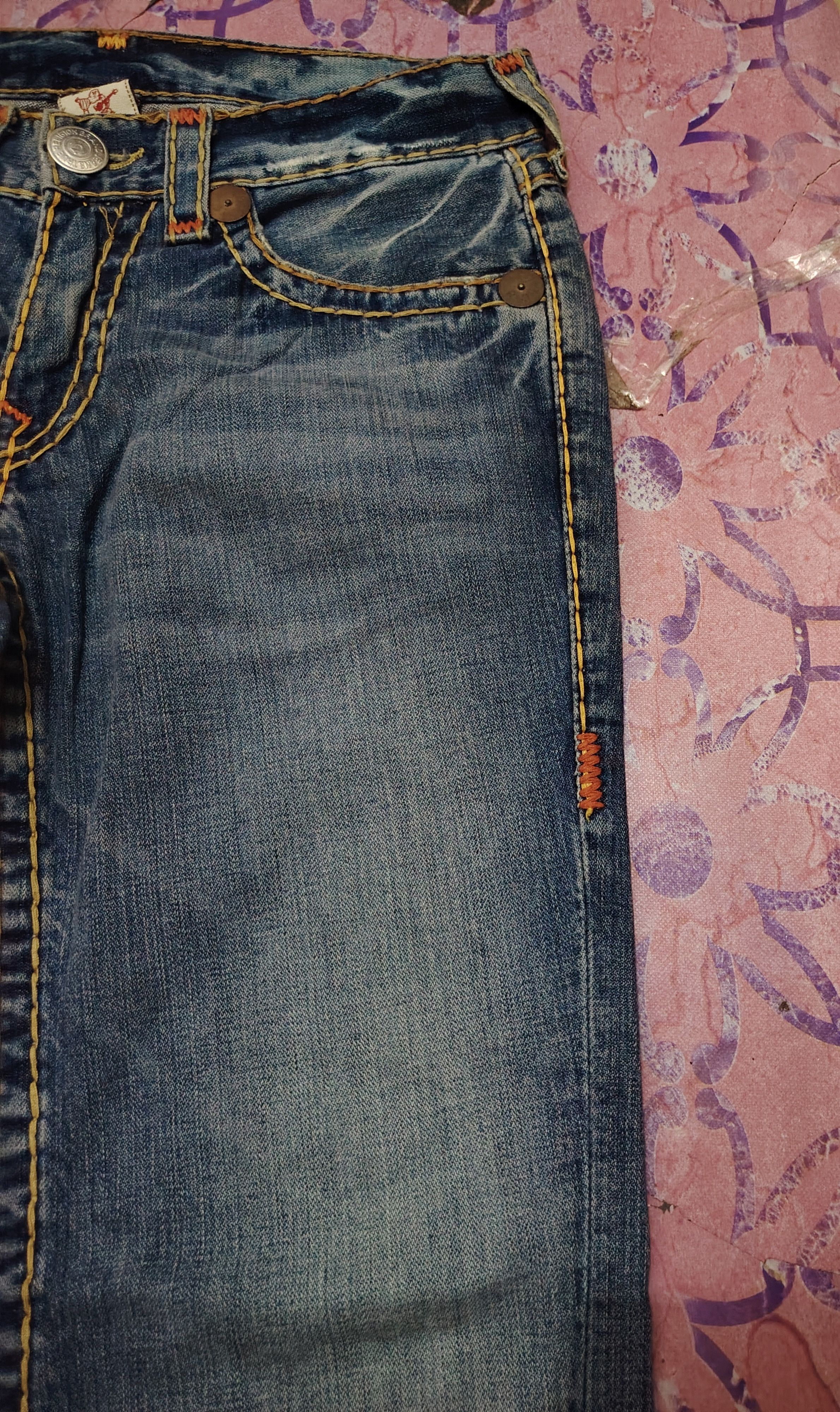 True Religion True Religion Jeans Orange Stitch Joey Super T Denim Flared Size US 31 - 18 Thumbnail