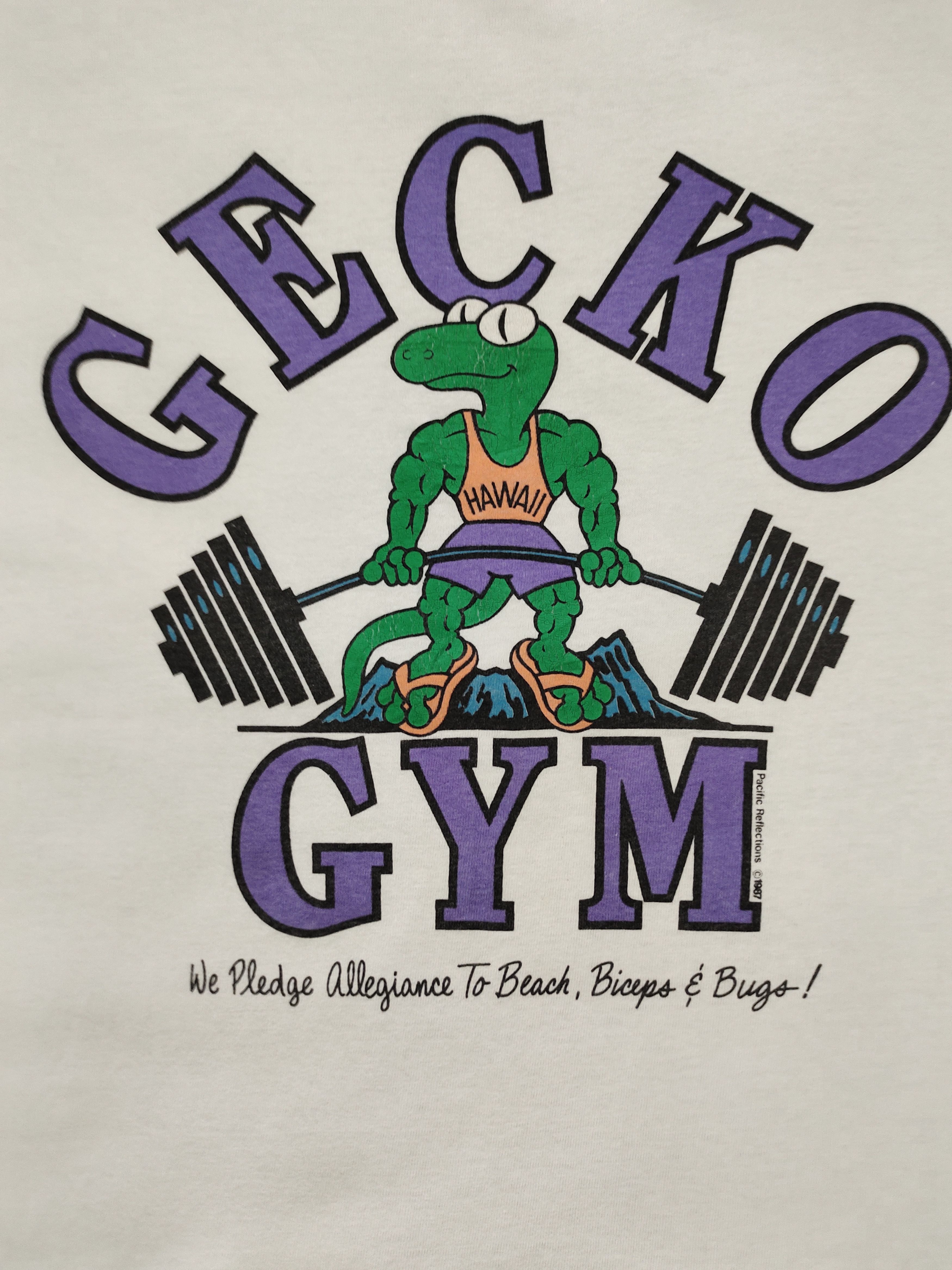 Vintage Vintage 80s Gecko Gym Hawaii T-Shirt Size US L / EU 52-54 / 3 - 4 Thumbnail