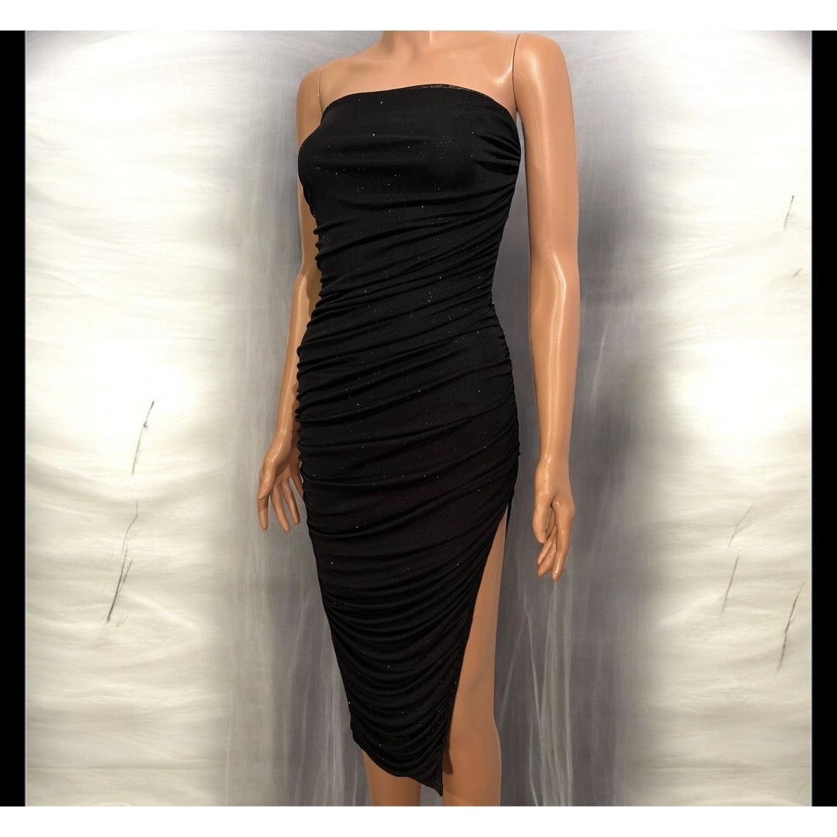 Shein Privy Strapless Sparkle Bodycon Midi Dress Size Small Size S / US 4 / IT 40 - 1 Thumbnail