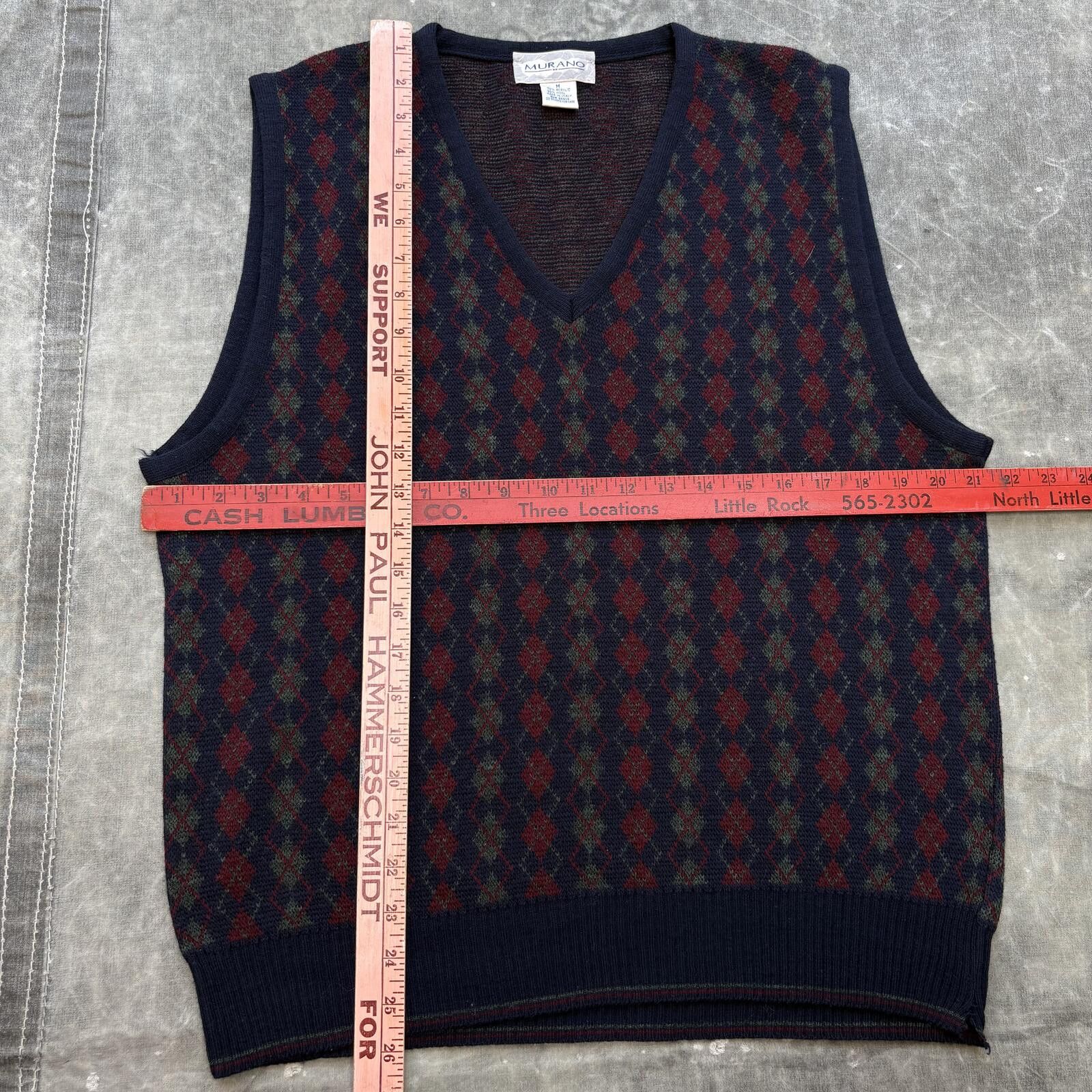 Murano Vintage 90s Argyle Wool Blend Grunge Preppy Sweater Vest Size US M / EU 48-50 / 2 - 3 Thumbnail
