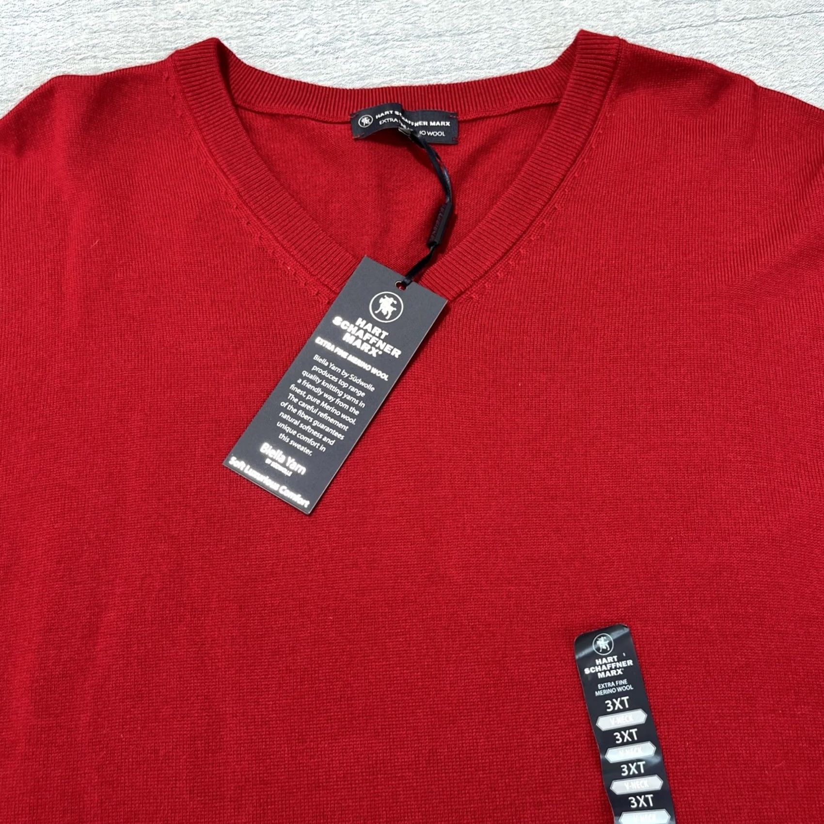 Hart Schaffner Marx Mens Big & Tall Hart Schaffner Marx Extra Fine Merino Wool V-Neck Sweater 3XB Size US XXL / EU 58 / 5 - 4 Thumbnail