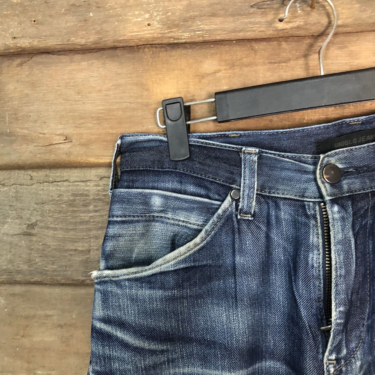Japanese Brand Uniqlo Jeans Blue faded Distressed Denim Pants #7328 Size US 27 - 4 Thumbnail