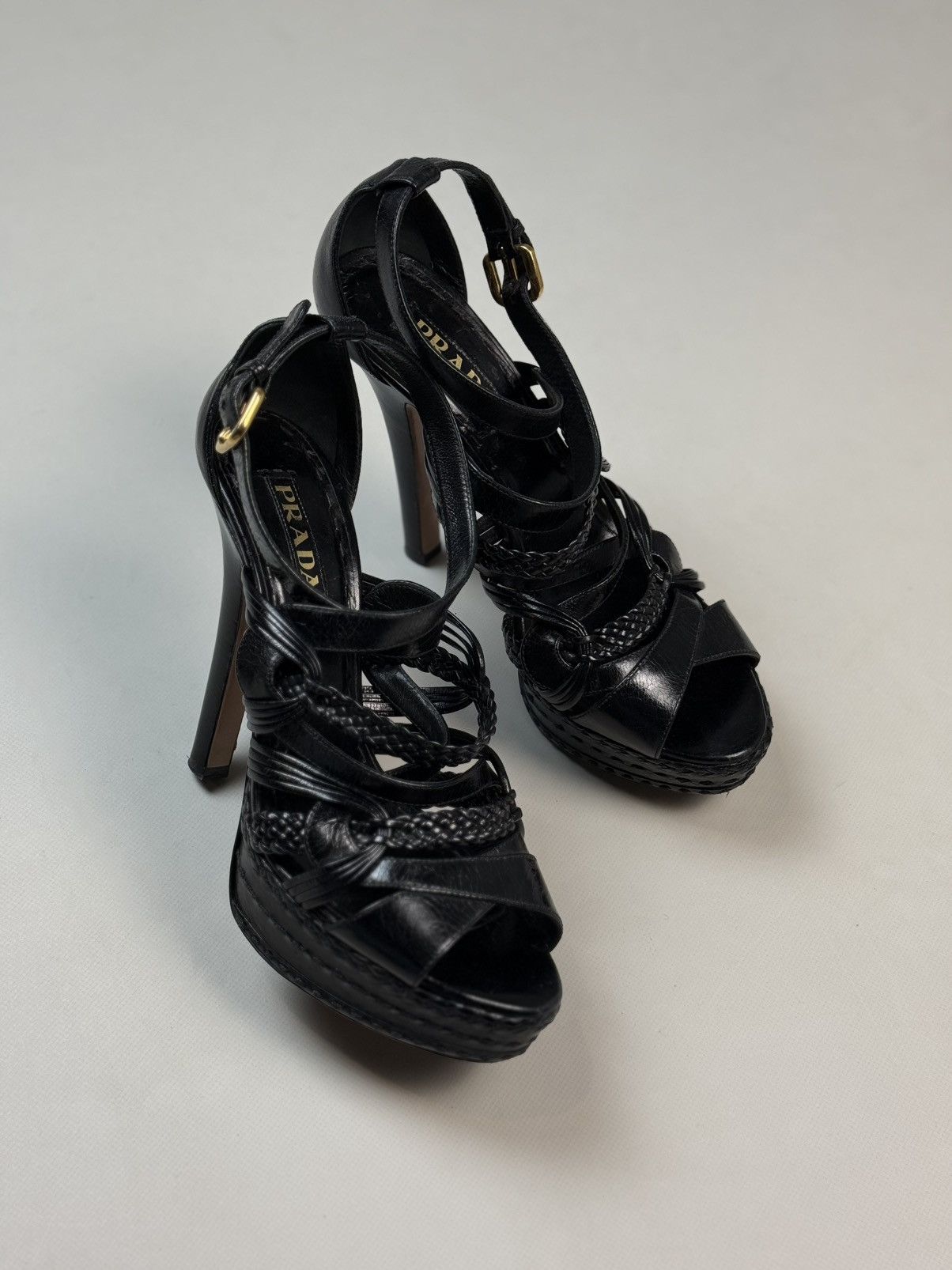 Prada Prada Ladies Black Leather Strappy Heels Shoes Size 41 Size US 10 / IT 40 - 6 Thumbnail