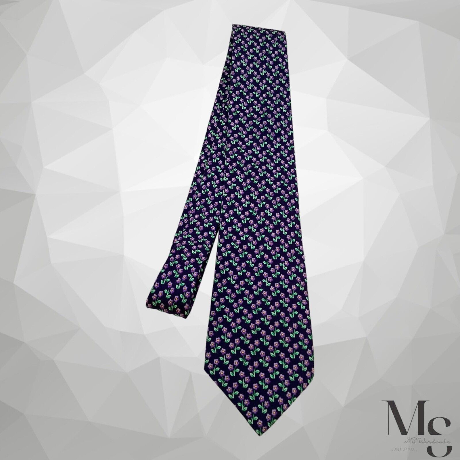 Thomas Pink THOMAS PINK MCMXCVIII Blue Purple Floral Silk Tie England Size ONE SIZE - 4 Thumbnail