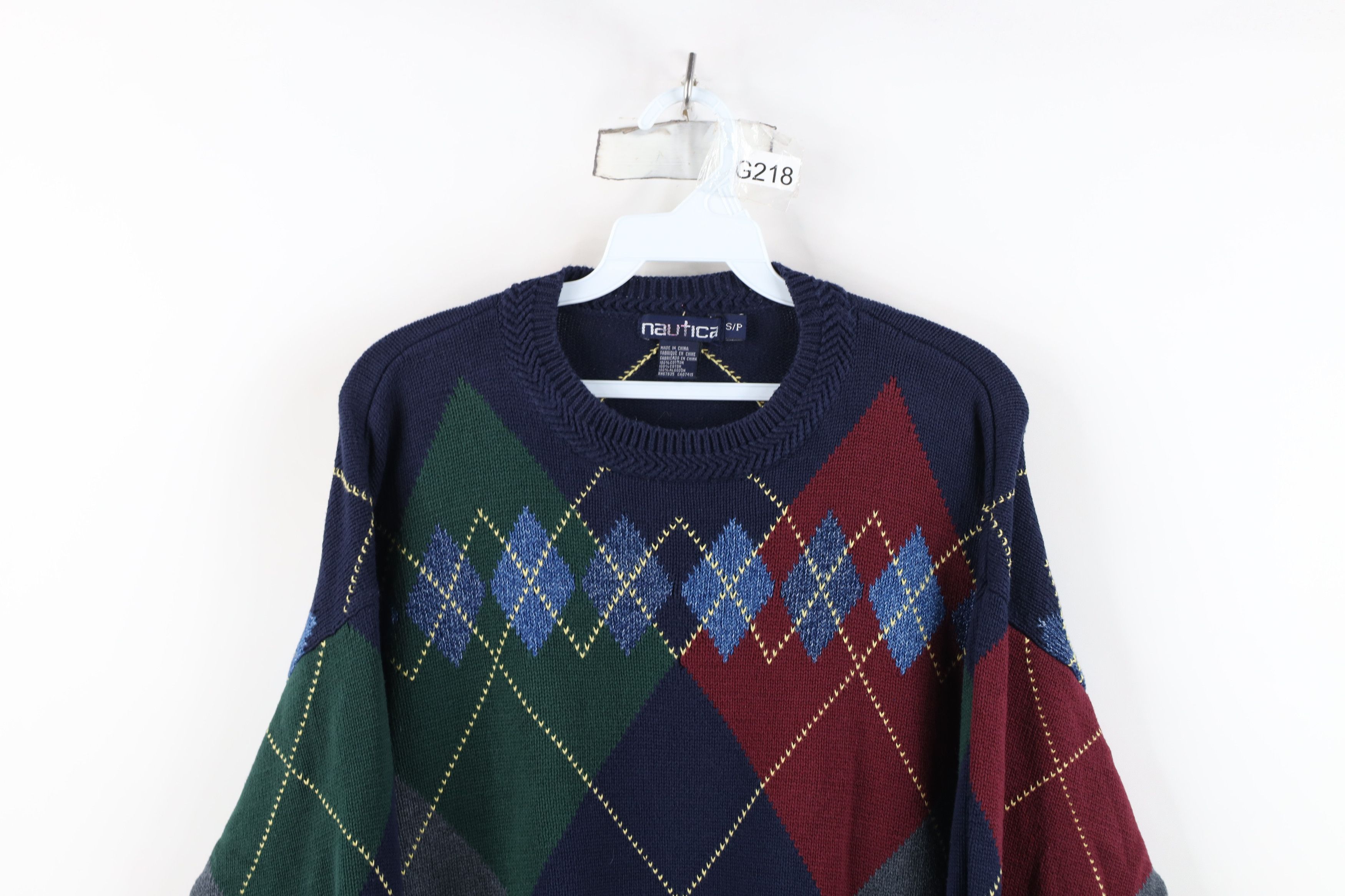 Nautica Vintage 90s Nautica Diamond Argyle Knit Crewneck Sweater Size US S / EU 44-46 / 1 - 2 Thumbnail