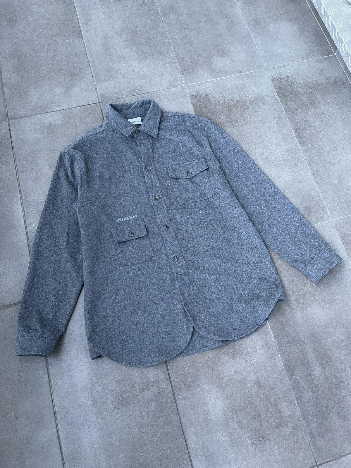 Han Kjobenhavn !DS! FW22 Han Kjobenhavn Wool Boxed Grey Overshirt Size US M / EU 48-50 / 2 - 11 Thumbnail