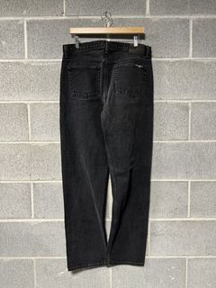 Vintage 90s Lee Dark Wash Jeans Men's 31x31 Tag 34x32 Leather Made