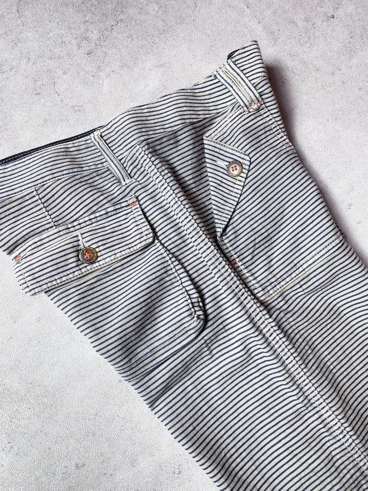 Japanese Brand SUNLUCAS🇯🇵 Stripe Hickory Flared Pant Size US 30 / EU 46 - 7 Thumbnail