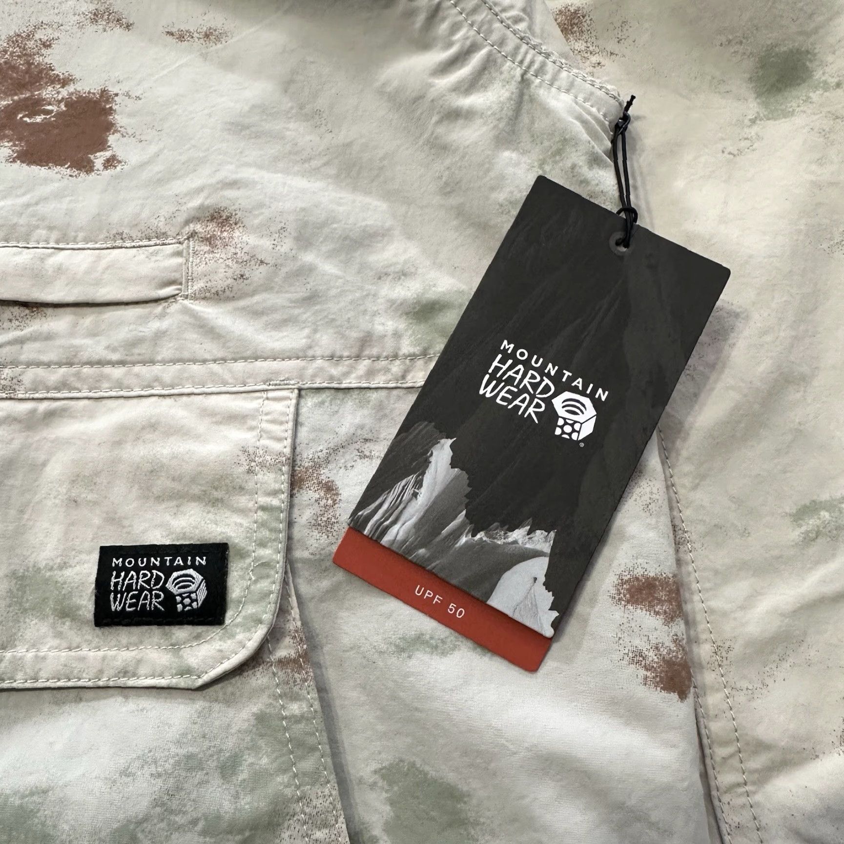 Mountain Hardwear Mountain Hardwear Stryder Jacket Womens L Full Zip Hooded Beige Camo UPF 50 Athletic Athleisure Size L / US 10 / IT 46 - 2 Thumbnail