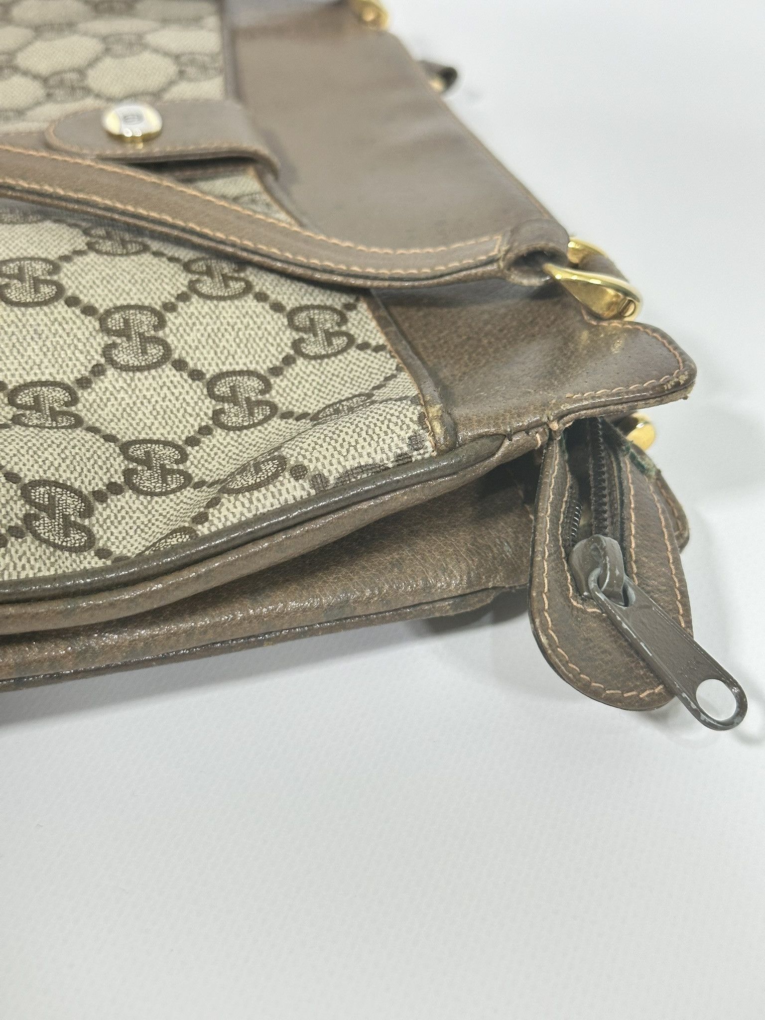 Gucci Gucci Vintage Handbag GG Monogram Beige Brown Leather Size ONE SIZE - 8 Thumbnail