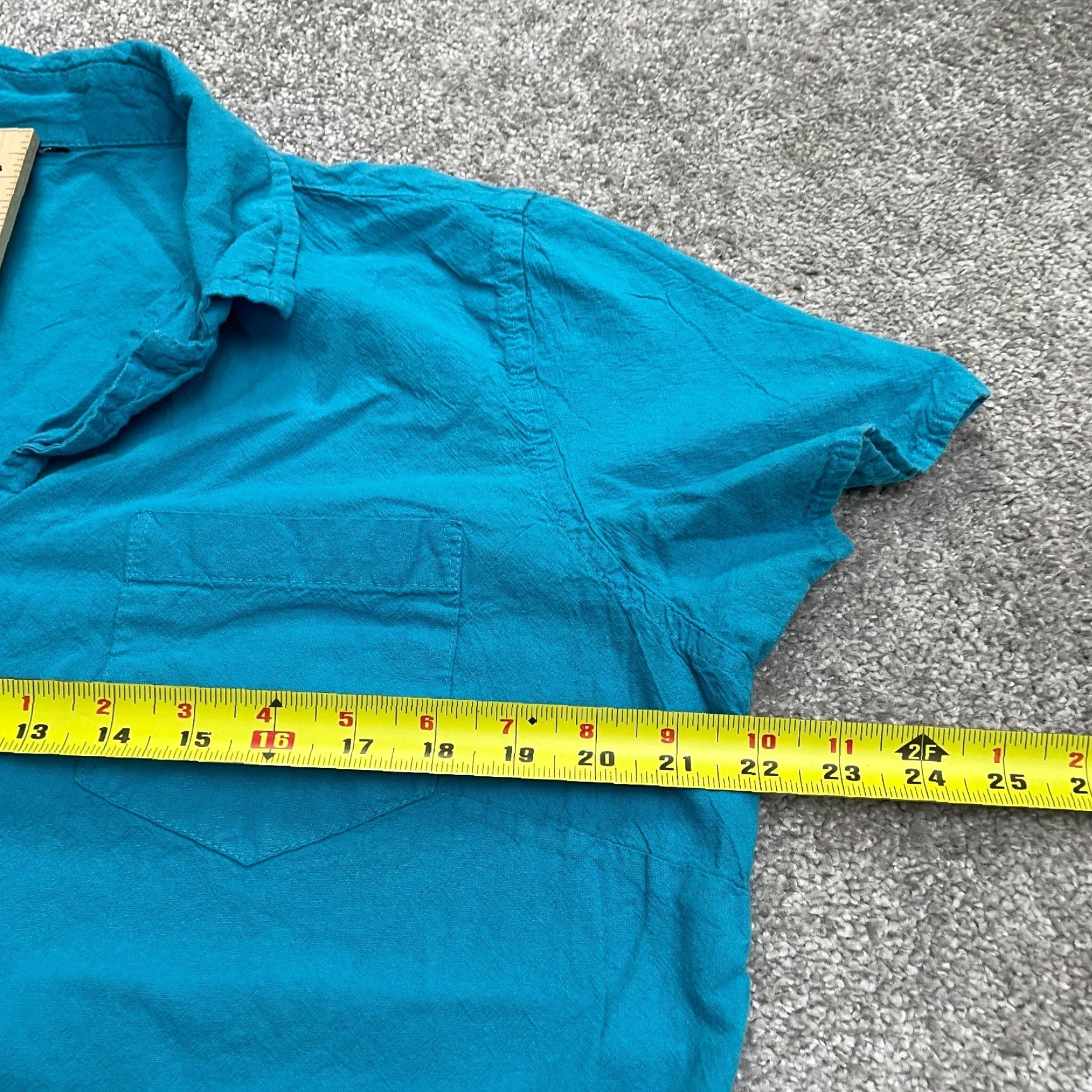 Vintage Unbranded Button Down Shirt Womens L Blue Short Sleeve Pocket Casual Top Size L / US 10 / IT 46 - 7 Thumbnail