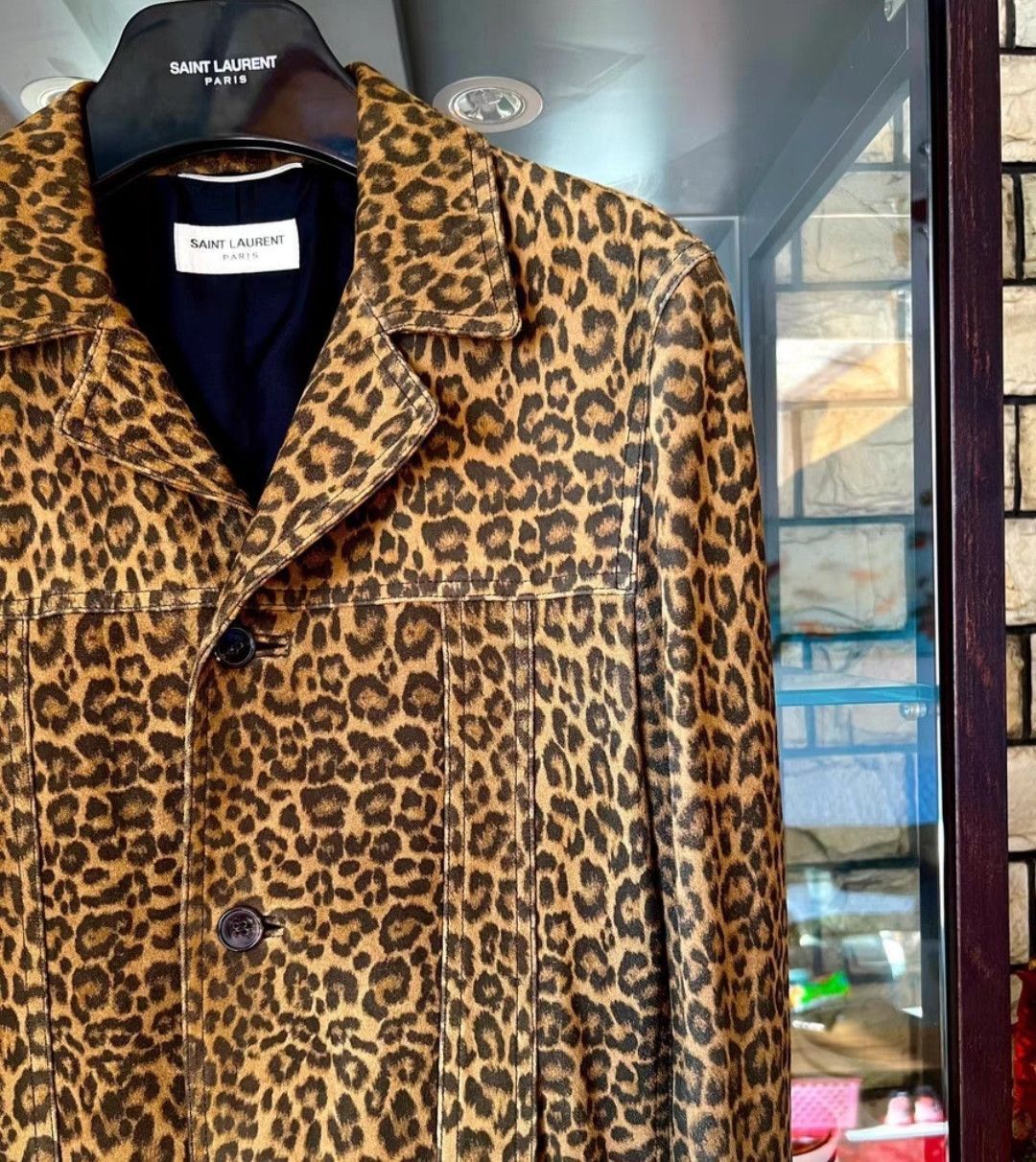 Saint Laurent Paris saint laurent Goatskin Cuban Collar Leopard Jacket-2505 Size US S / EU 44-46 / 1 - 2 Thumbnail
