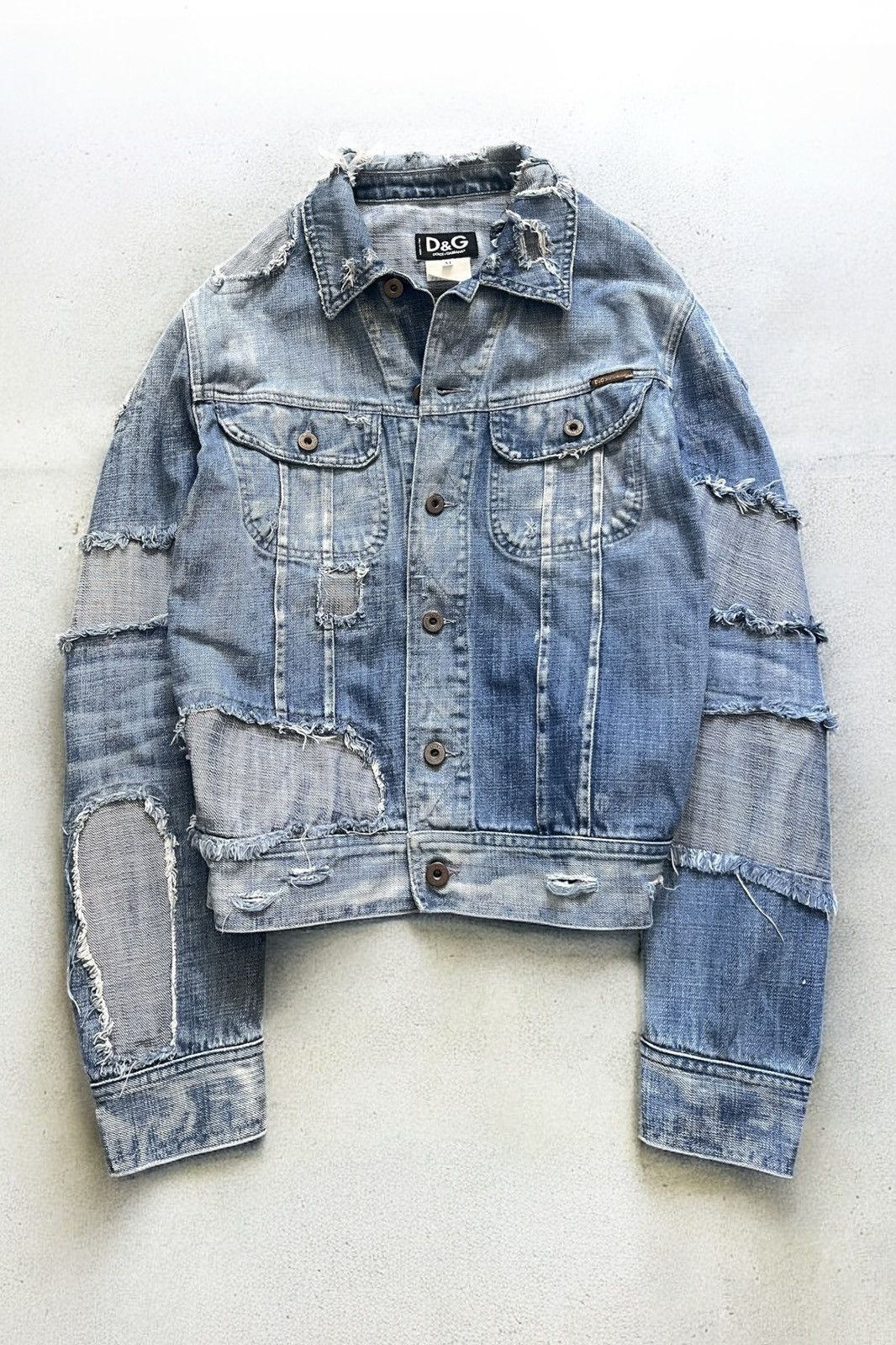 Dolce & Gabbana AW2004 Dolce & Gabbana Distressed Denim Edgy Jacket Size US M / EU 48-50 / 2 - 1 Thumbnail