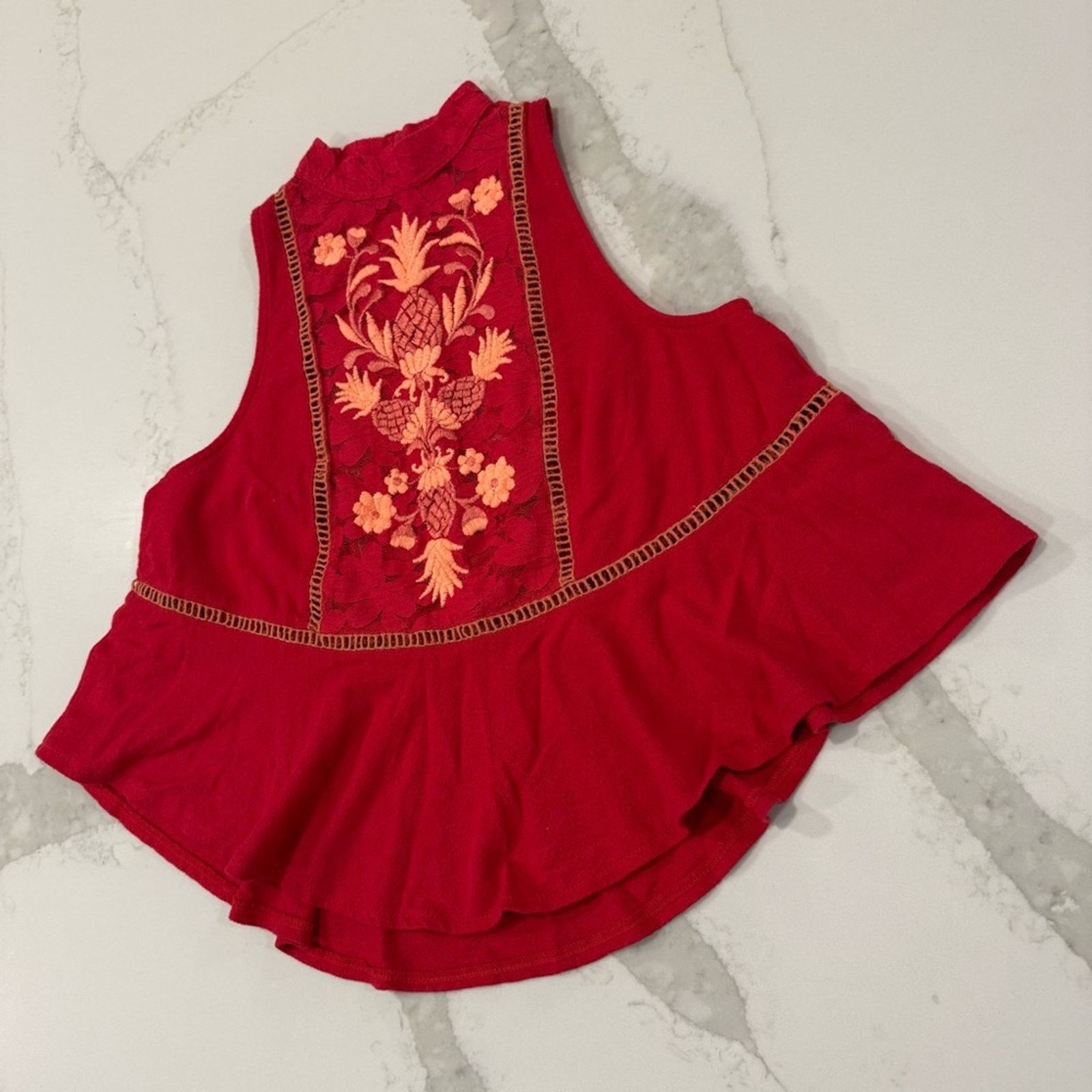 Free People Free People Flora Embroidered High Neck Tank Top Women’s XS Size XS / US 0-2 / IT 36-38 - 7 Thumbnail