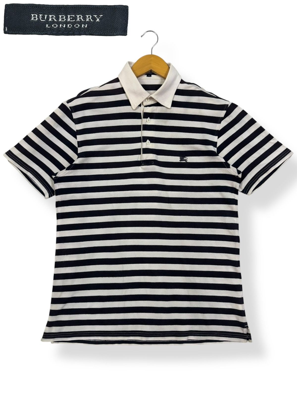 Burberry Vintage Burberry London Small Logo Striped Polo Shirt Size US M / EU 48-50 / 2 - 1 Thumbnail