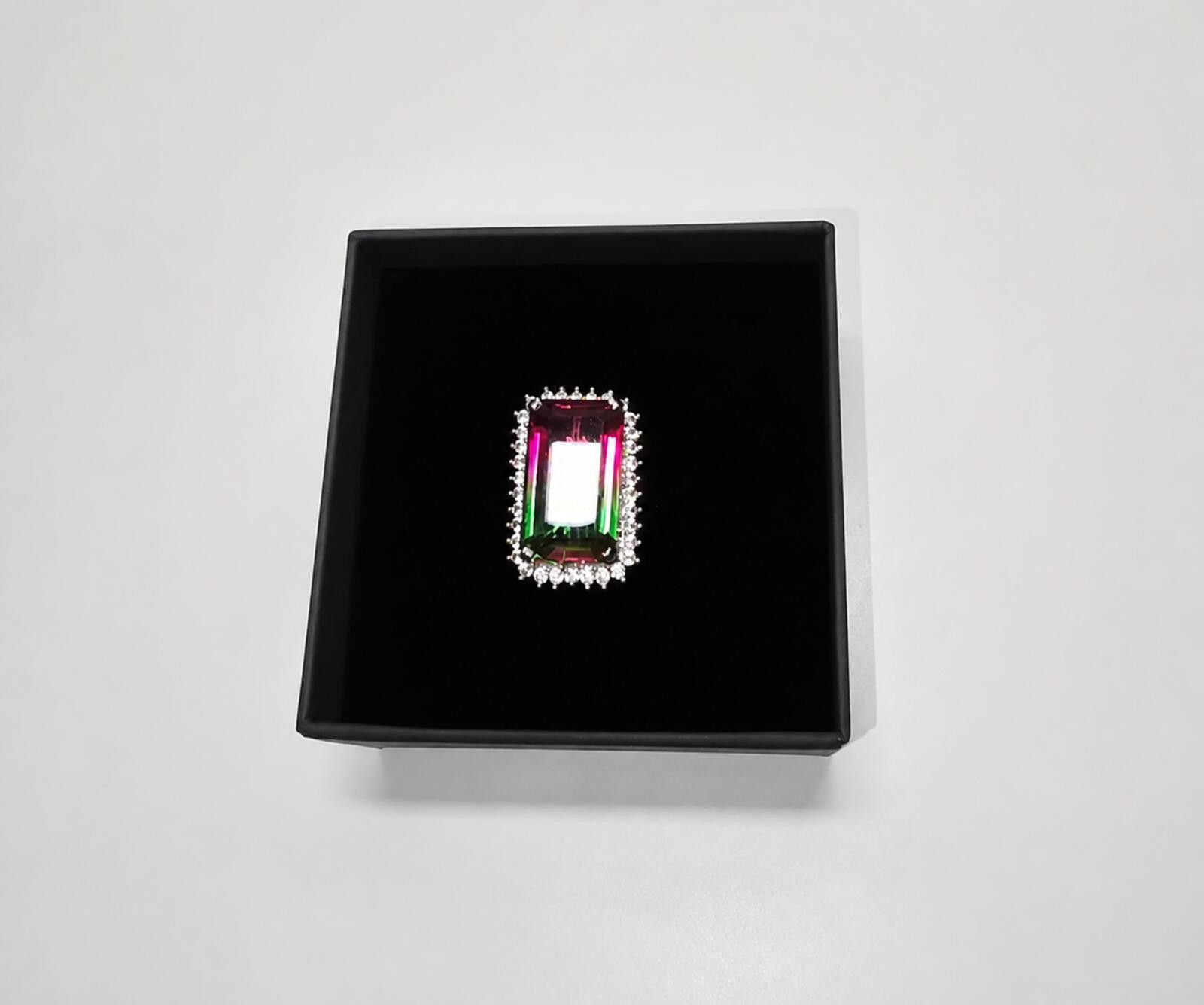 Other 925 Ring with Platinum Overlay and watermelon opal Size ONE SIZE - 9 Thumbnail