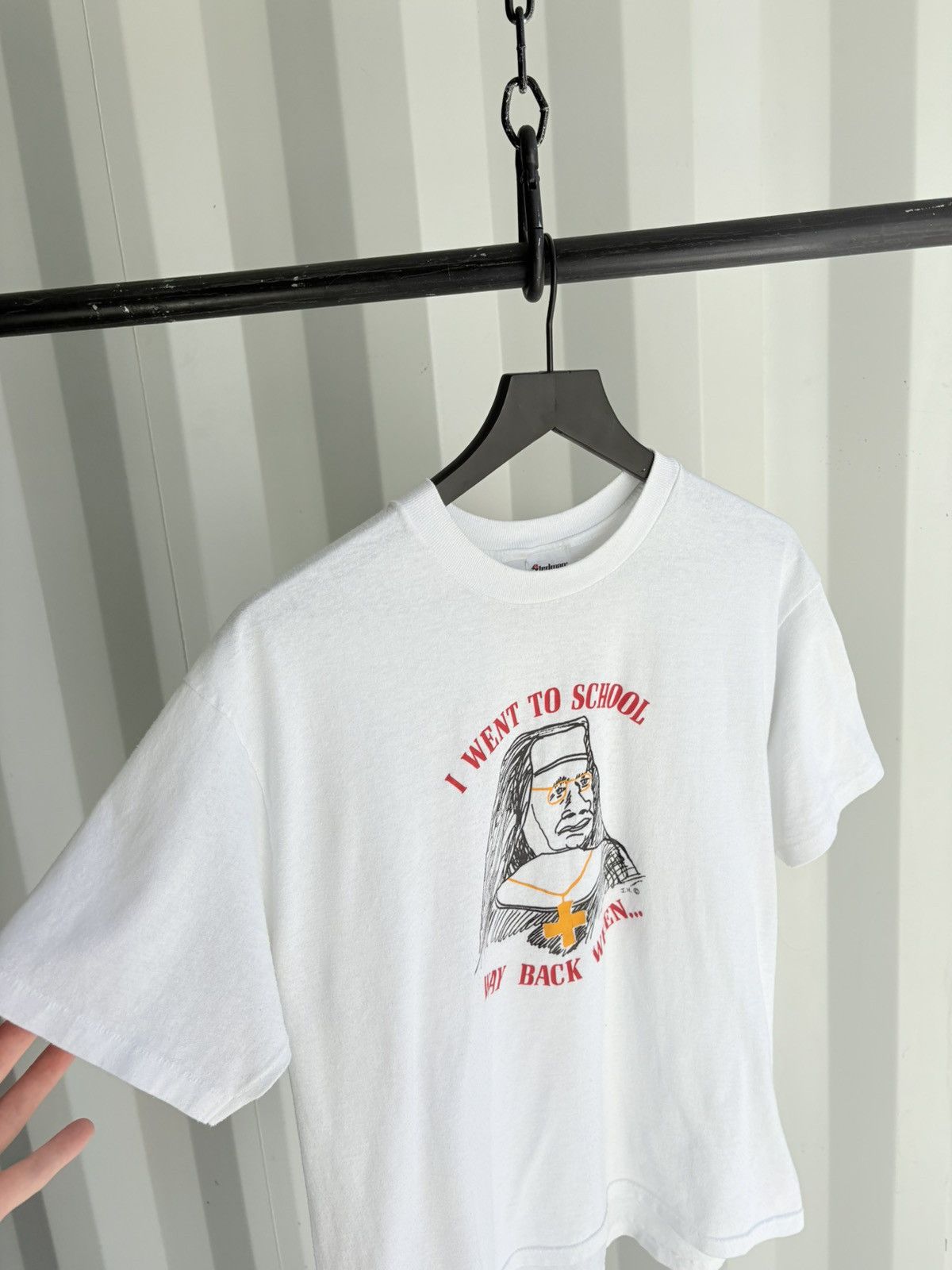 Vintage Nun Jesus Thrashed Distressed Faded Shirt Parody Funny Size US L / EU 52-54 / 3 - 3 Thumbnail