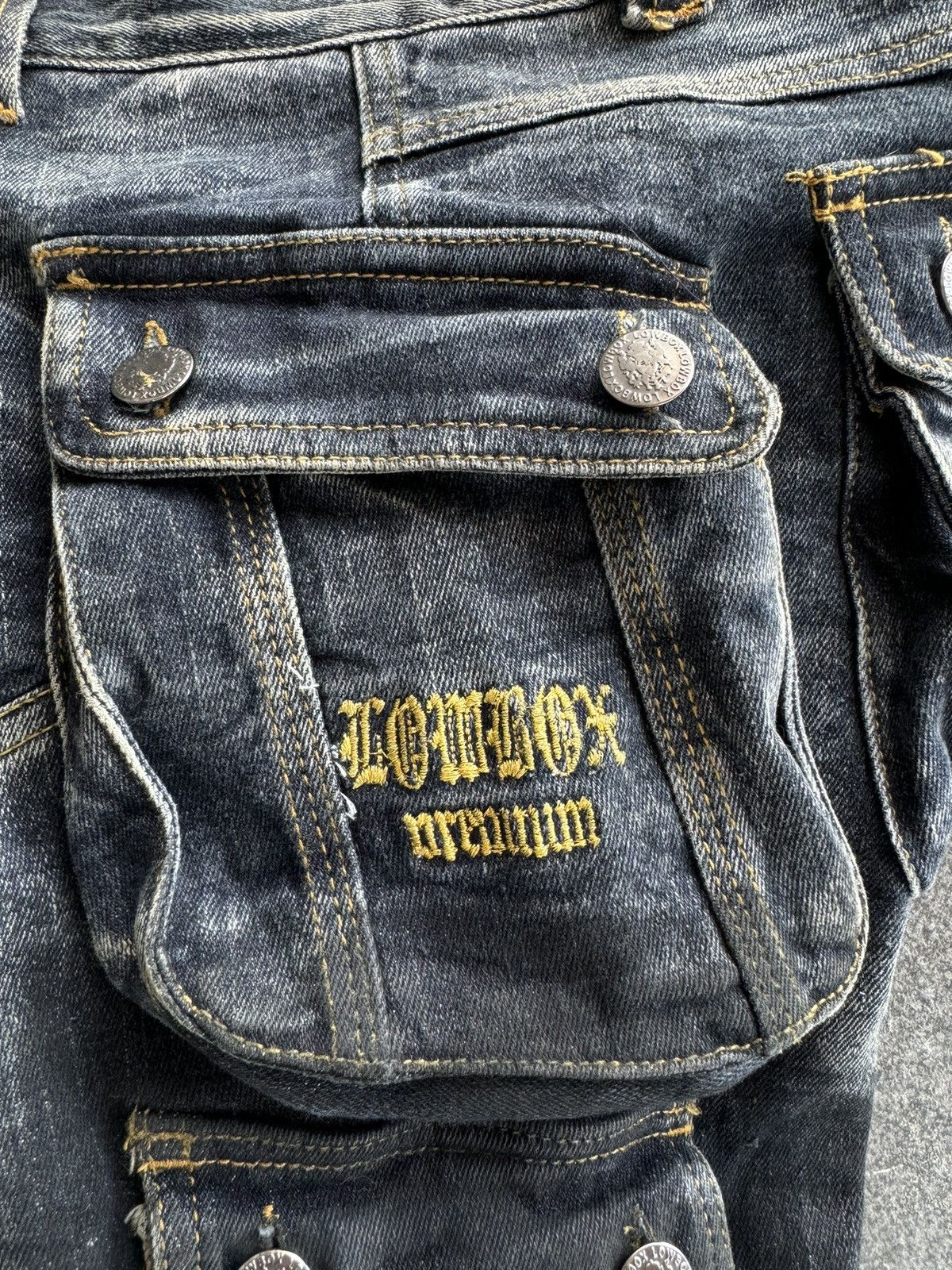 If Six Was Nine Vintage Lowbox Bondage Cargo Flared Denim Jeans Size US 32 / EU 48 - 13 Thumbnail