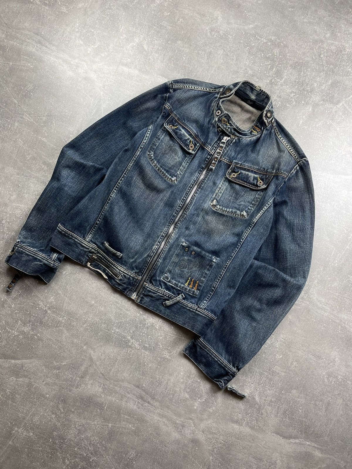 Diesel × Vintage Diesel Rare Denim Vintage Faded Jacket Biker Distressed Size US XL / EU 56 / 4 - 1 Thumbnail
