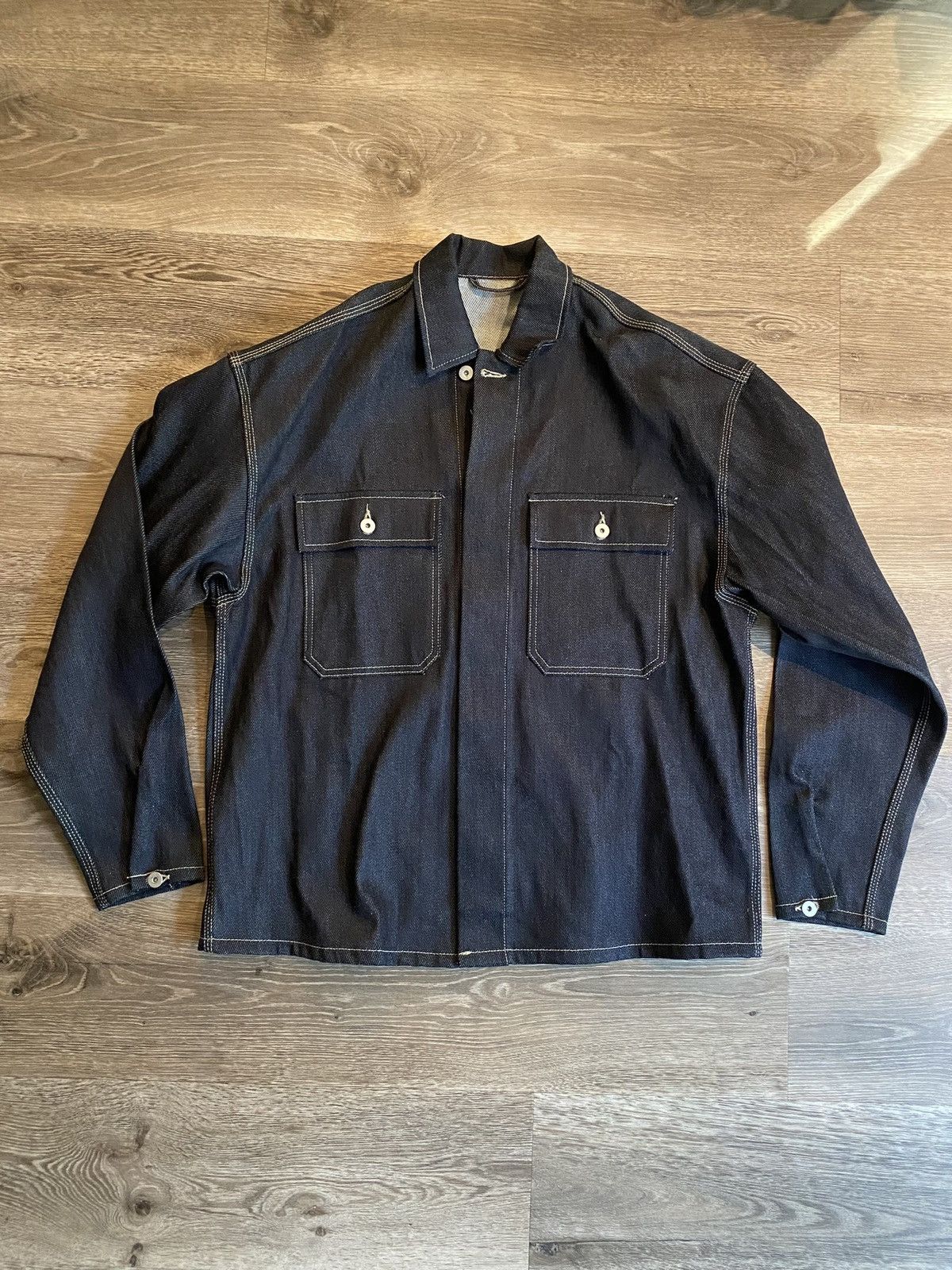 Kanye West Yeezy Season Yeezy Talk Worldwide Yeezy season 6 Raw Indigo Denim Sample Work Jacket Grailed