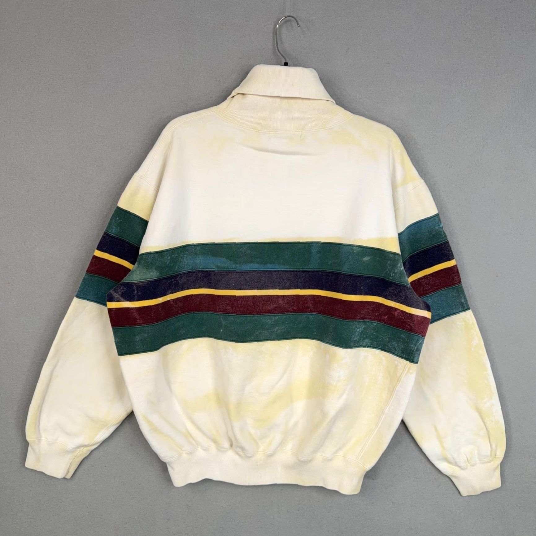 Polo Ralph Lauren VINTAGE Polo Ralph Lauren Sweatshirt Mens Large Cream Striped Turtleneck 90s Size US L / EU 52-54 / 3 - 7 Thumbnail