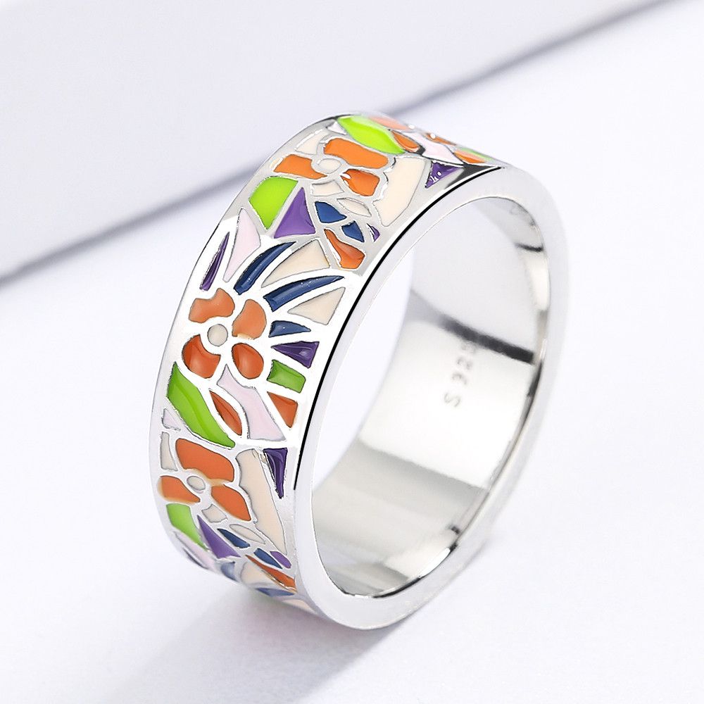 Jewelry Exquisite Flower Handmade Enamel Ring Size ONE SIZE - 3 Thumbnail
