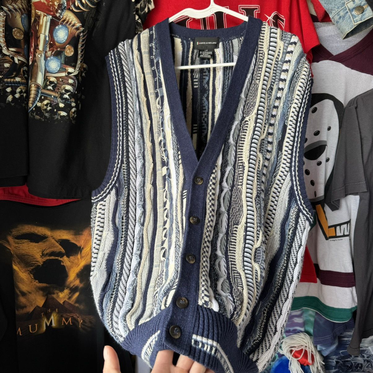 Coogi × Vintage Conte di Milano Vintage 3D Cable Knit Coogi 90s Vest Sweater Size US L / EU 52-54 / 3 - 4 Thumbnail