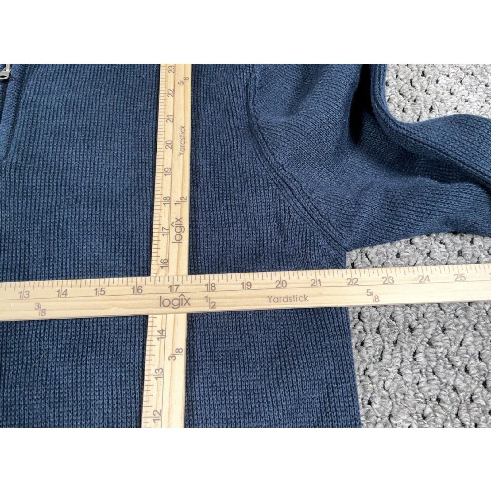Vintage VINTAGE Aeropostale Sweater Adult Large Dark Blue 1/4 Zip Chunky Knit Cotton 90s Mens Size US L / EU 52-54 / 3 - 6 Thumbnail