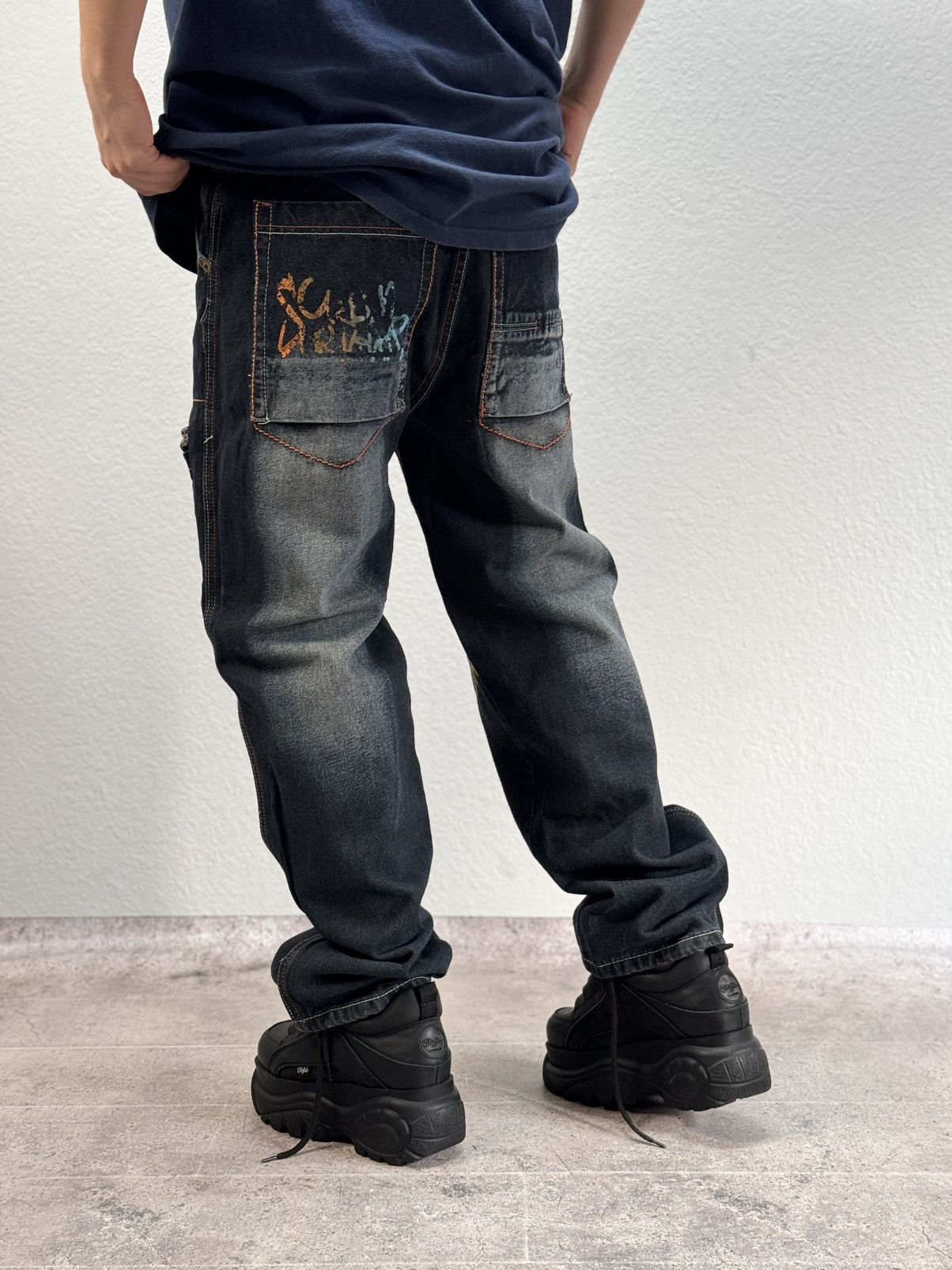JNCO VINTAGE Y2K RAW BLUE BAGGY CYBER WING DENIM SEQUIN JEANS 36 Size US 31 - 15 Thumbnail