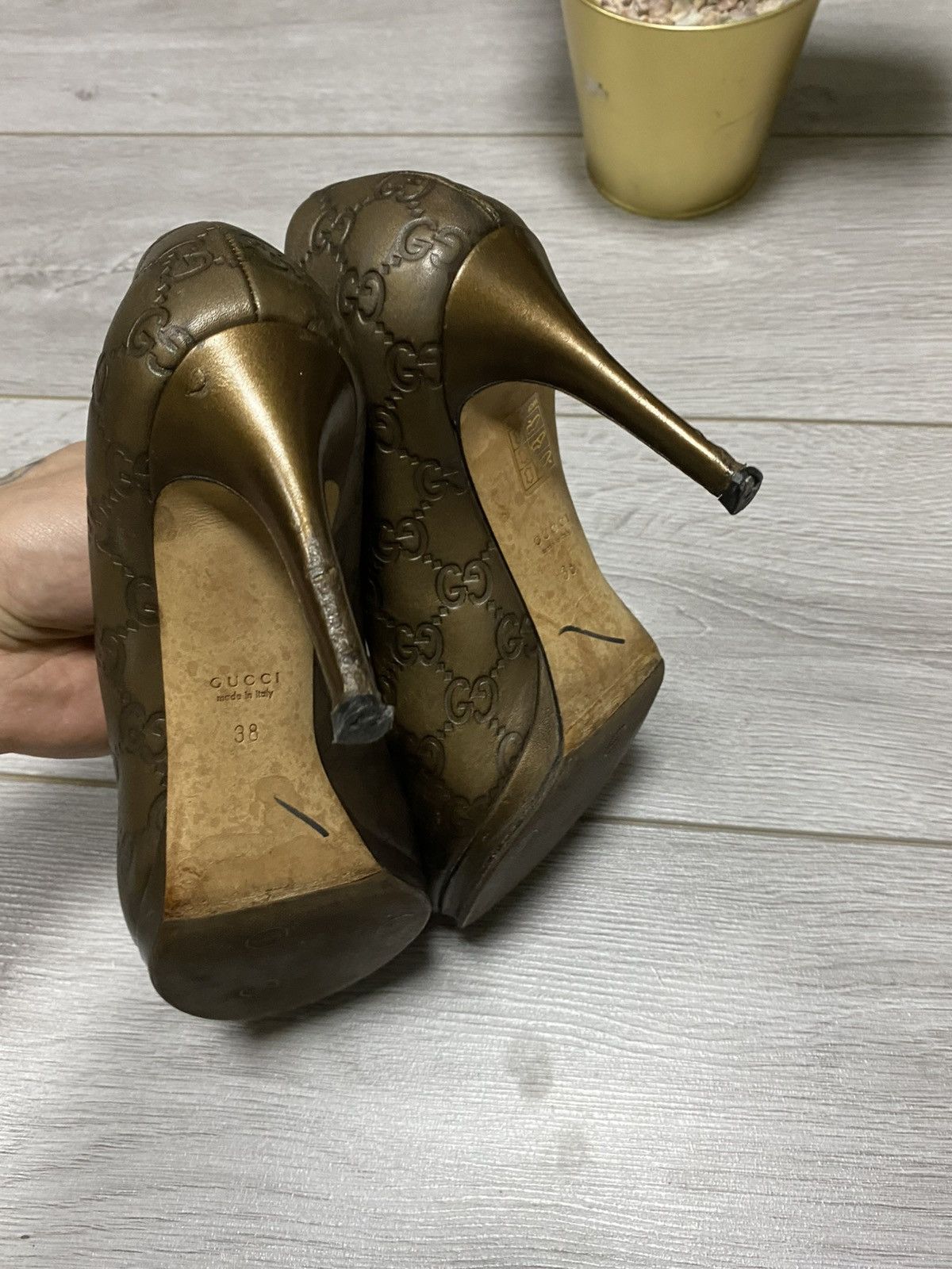 Gucci Gucci horse-bit monogram GG leather heels shoes Size US 8 / IT 38 - 8 Thumbnail