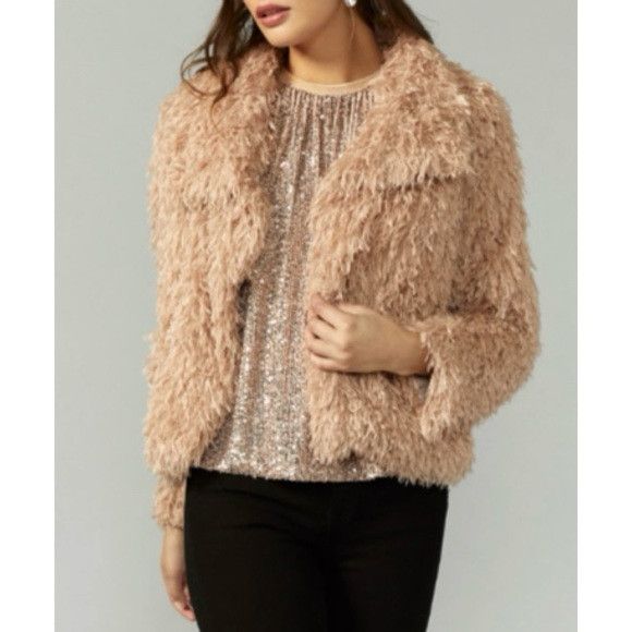 image of Anthropologie Greylin Pamela Faux Fur Feathery Jacket in Rose, Women's (Size Medium)