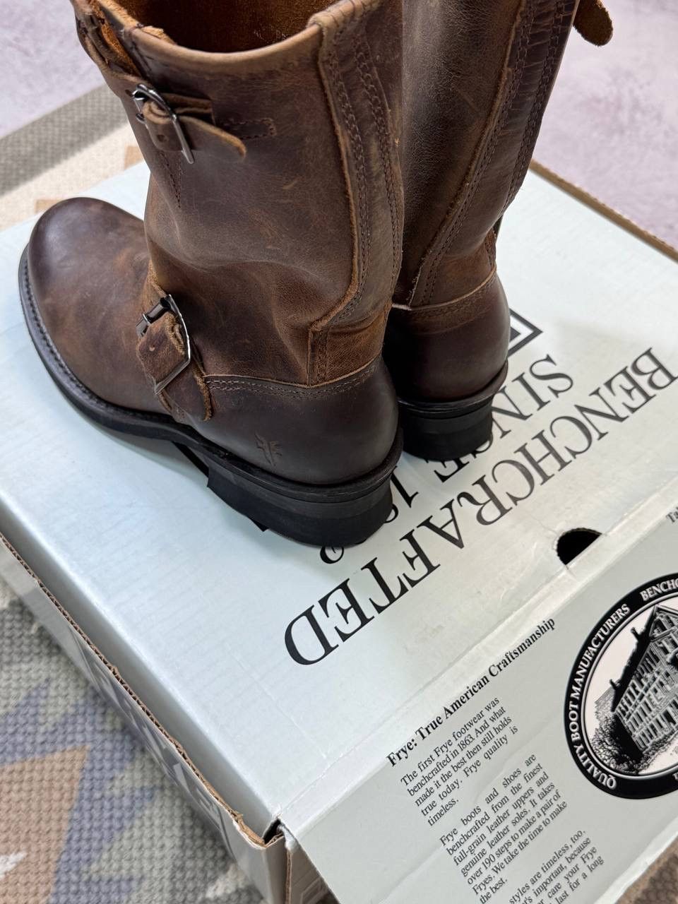 New! Frye Brown Leather Buckle Moto Boots Women's Size 36