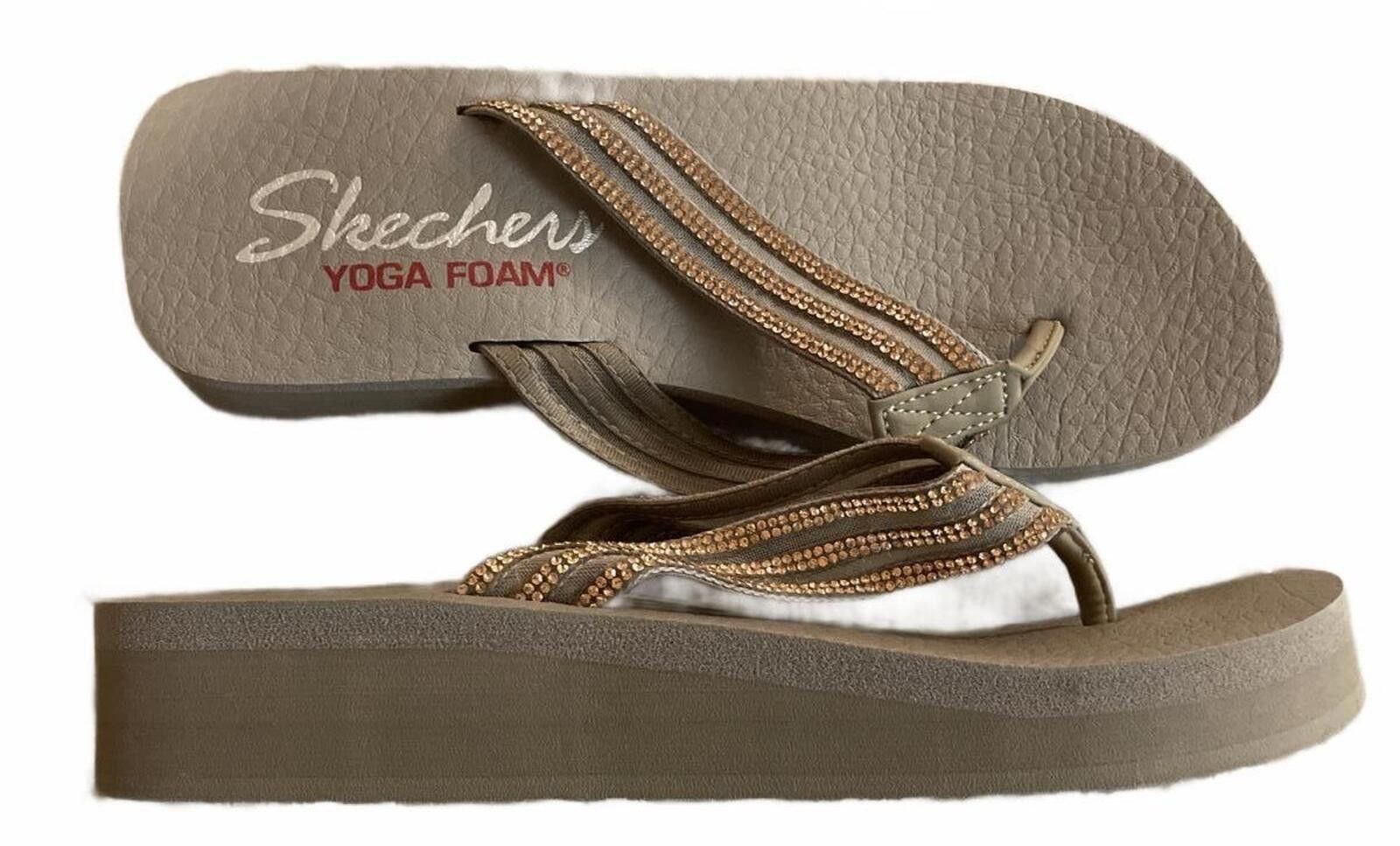 SKECHERS Skechers Yoga Sandals Women's Size 10 Brown Jeweled Boho Size US 10 / IT 40 - 1 Thumbnail