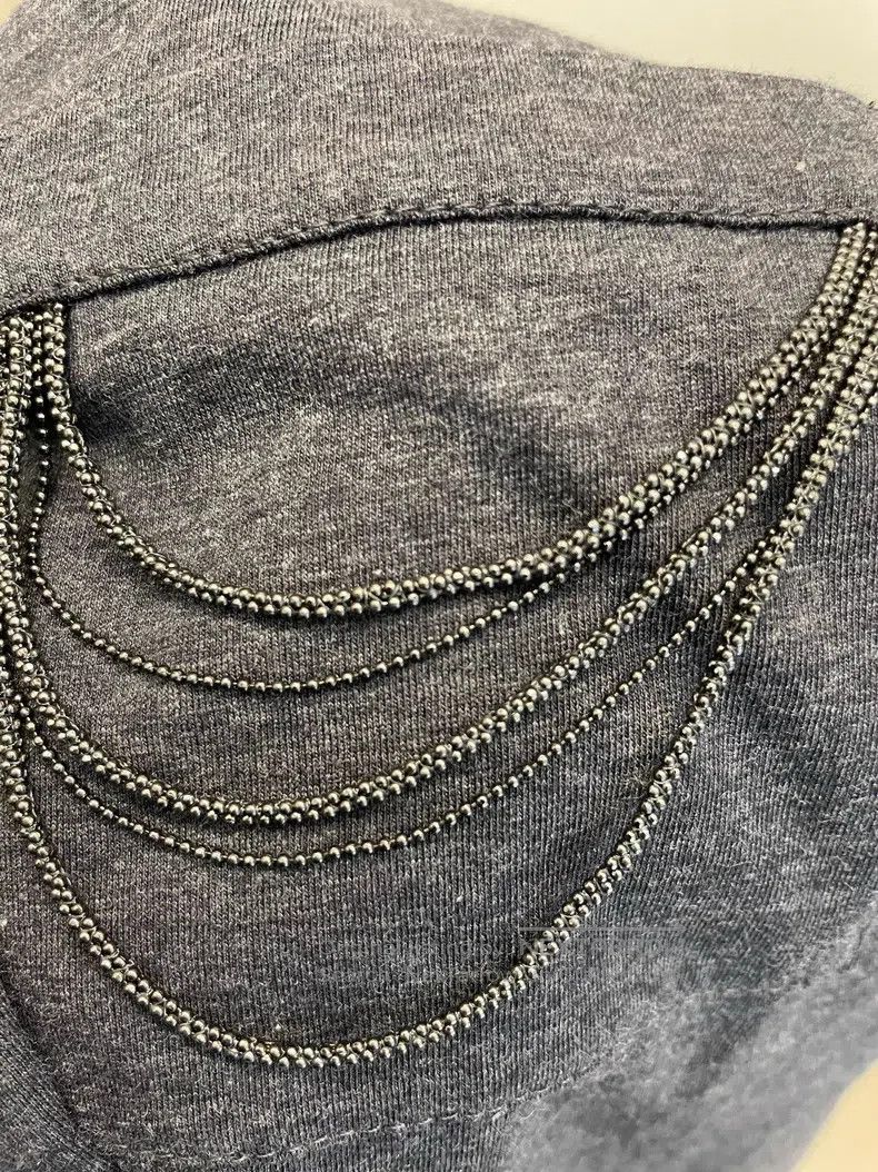 Brunello Cucinelli Brunello Cucinelli Gray cotton beaded T-shirt Size M / US 6-8 / IT 42-44 - 8 Thumbnail